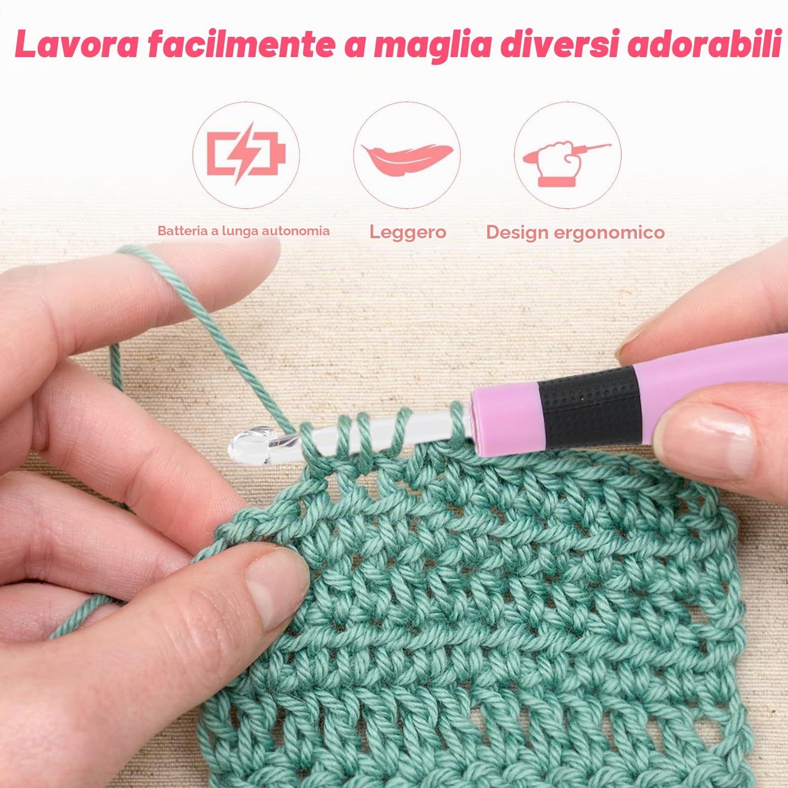 Weytoll Set Uncinetti LED Ricaricabile 24 testine con contatore