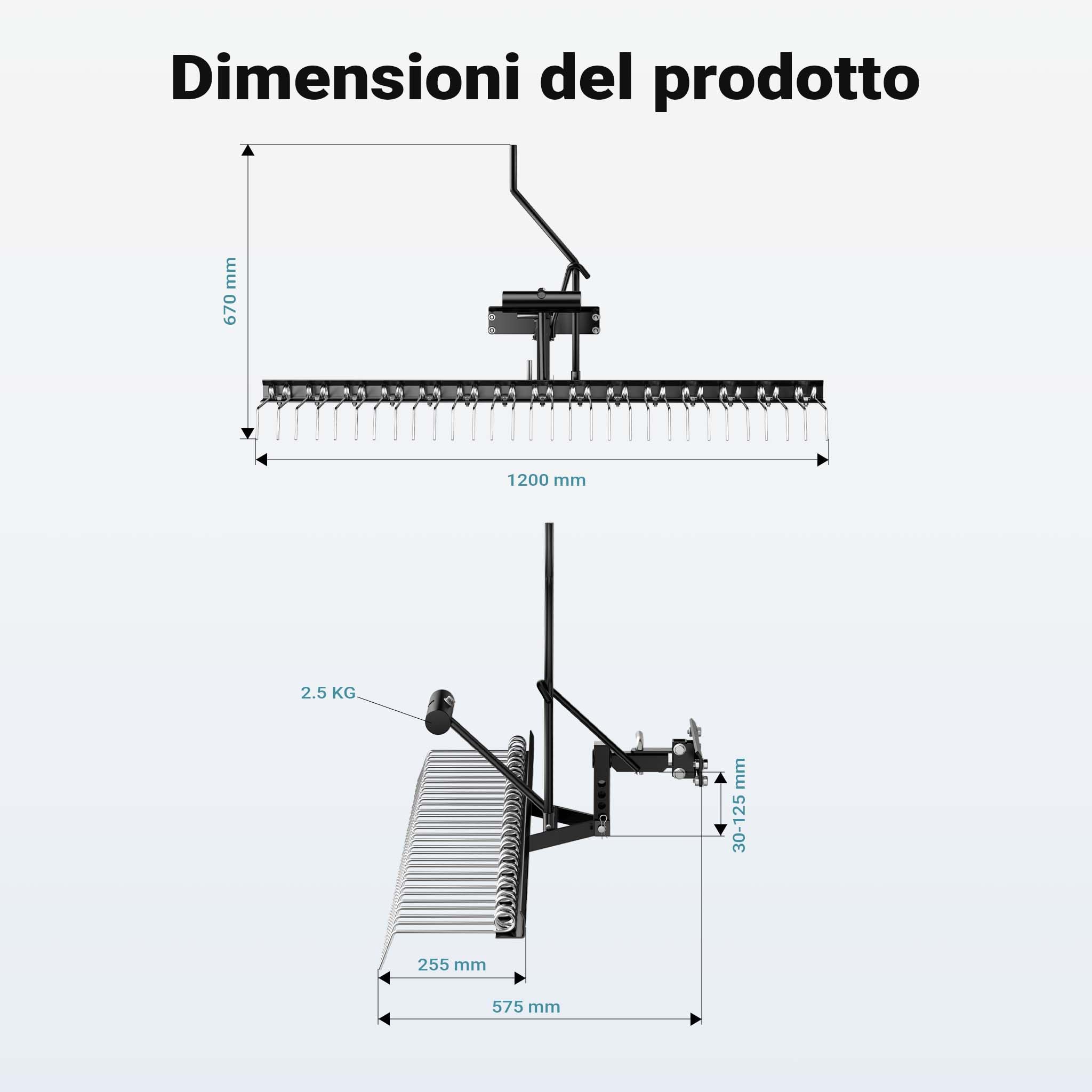 Wiltec Scarificatore a molle 120 cm per trattorino