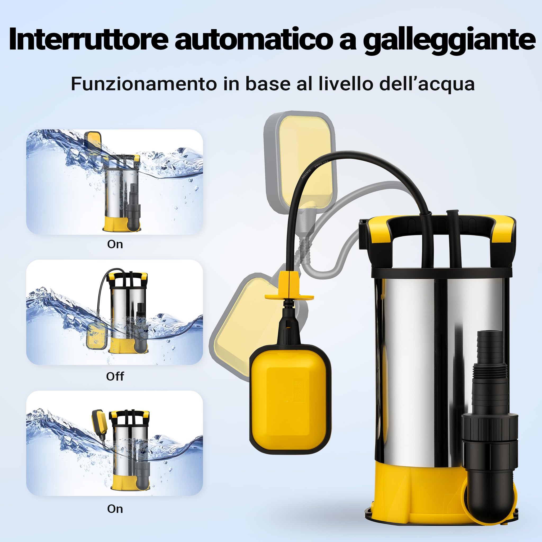Wiltec Pompa Sommersa 850W 15000 l/h Pozzo Acciaio Inox