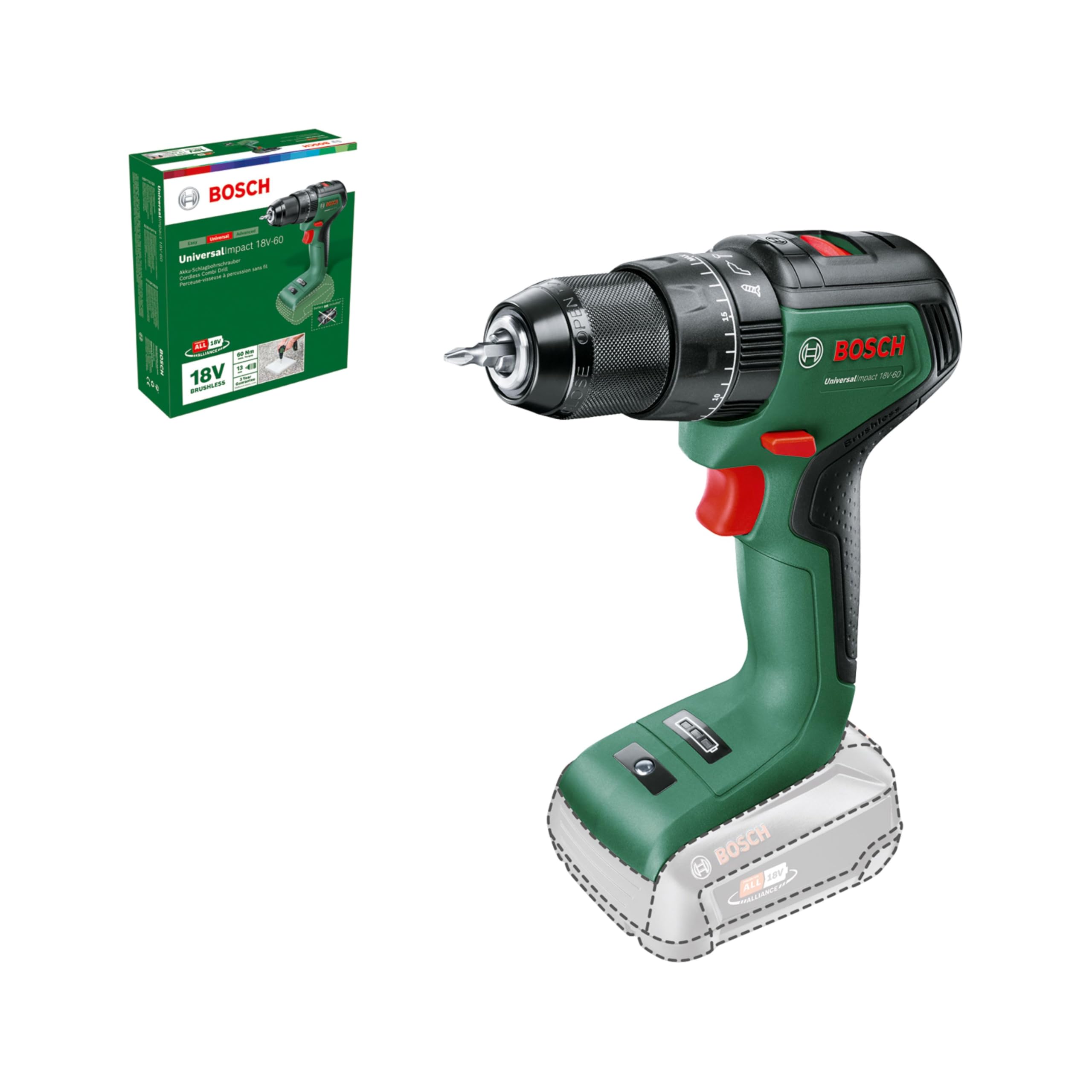 Bosch UniversalImpact 18V-60 Trapano Battente 60Nm 1x2,0Ah