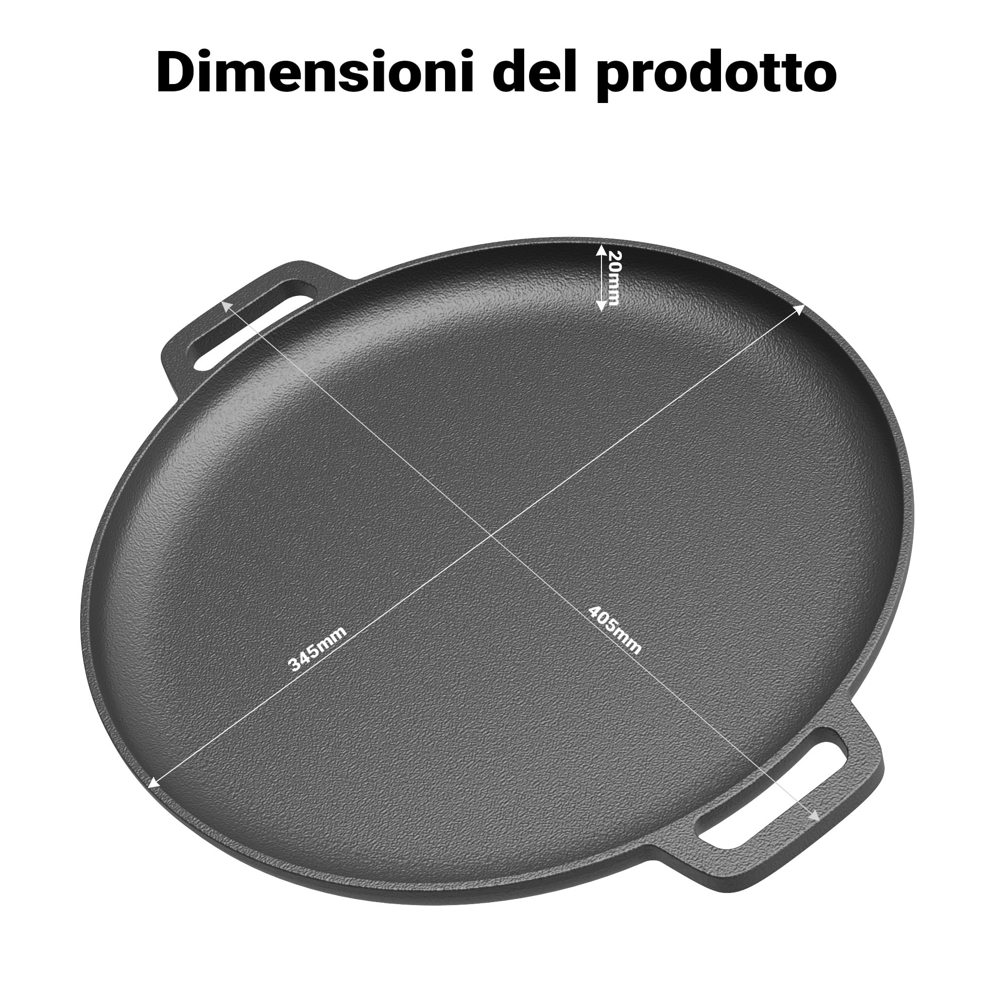 Wiltec Tegame 34,5 cm Padella Ghisa Antiaderente Forno