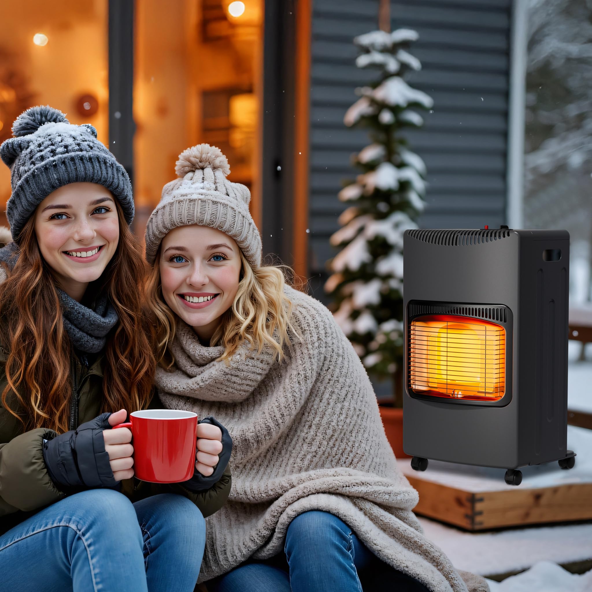 Wiltec Stufa Gas Infrarossi 4,2kW Pieghevole 3 Livelli Rotelle