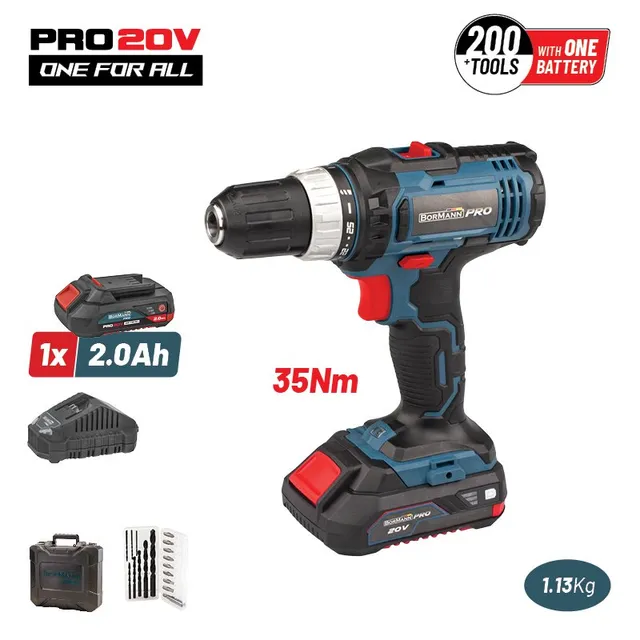 Bormann Pro Trapano Avvitatore 20V 35Nm 2Ah con Valigetta