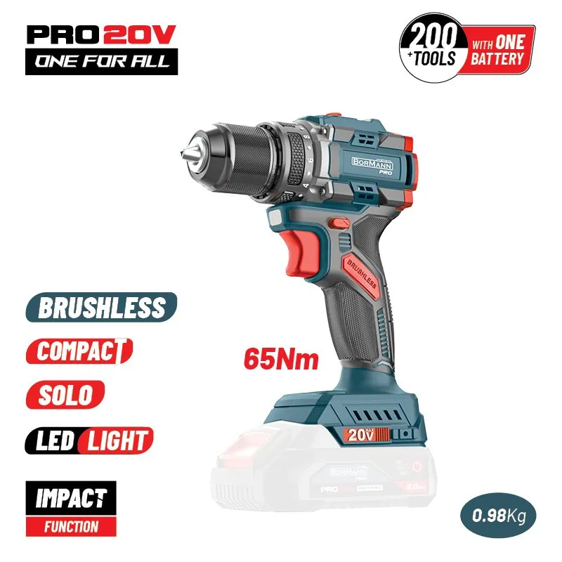 Bormann Pro BBP5400 Trapano Avvitatore 20V 65Nm brushless