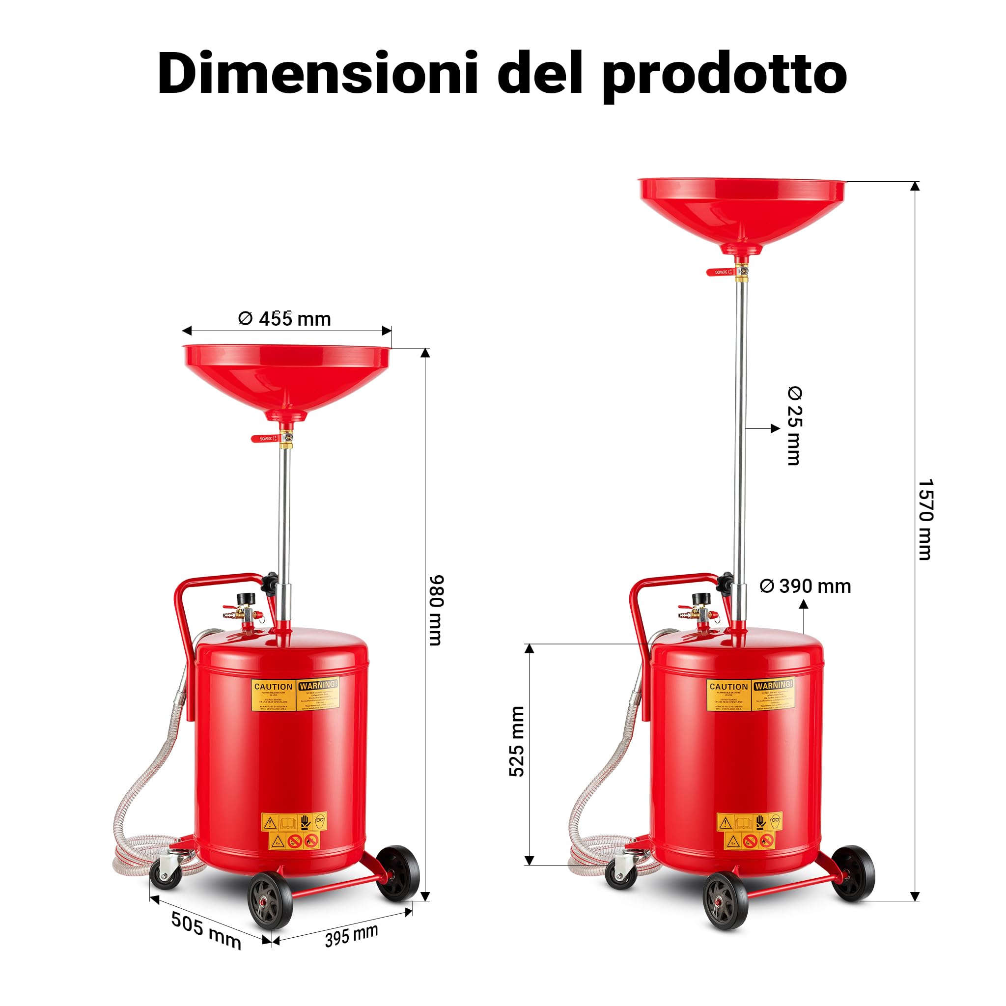 Wiltec Recuperatore Olio Esausto 68 L Altezza Regolabile