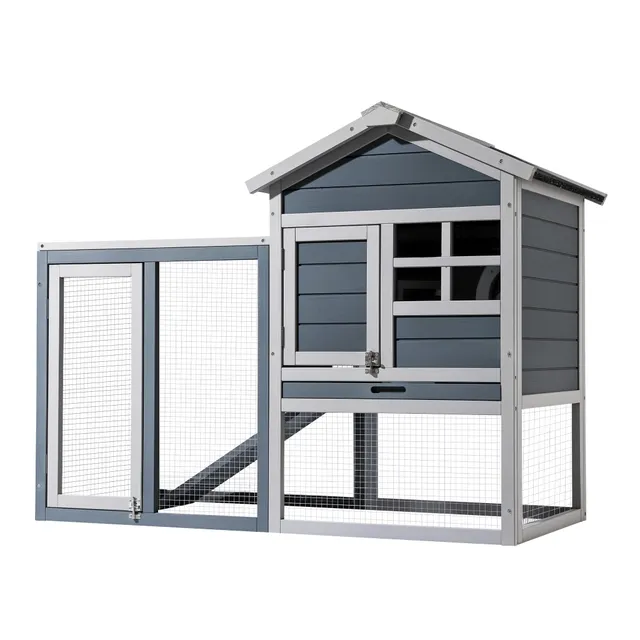 Wiltec Conigliera Legno 122x63x92 cm Grigia Recinto