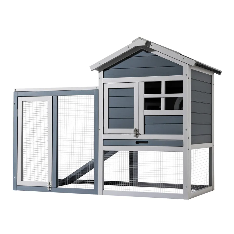 Wiltec Conigliera Legno 122x63x92 cm Grigia Recinto