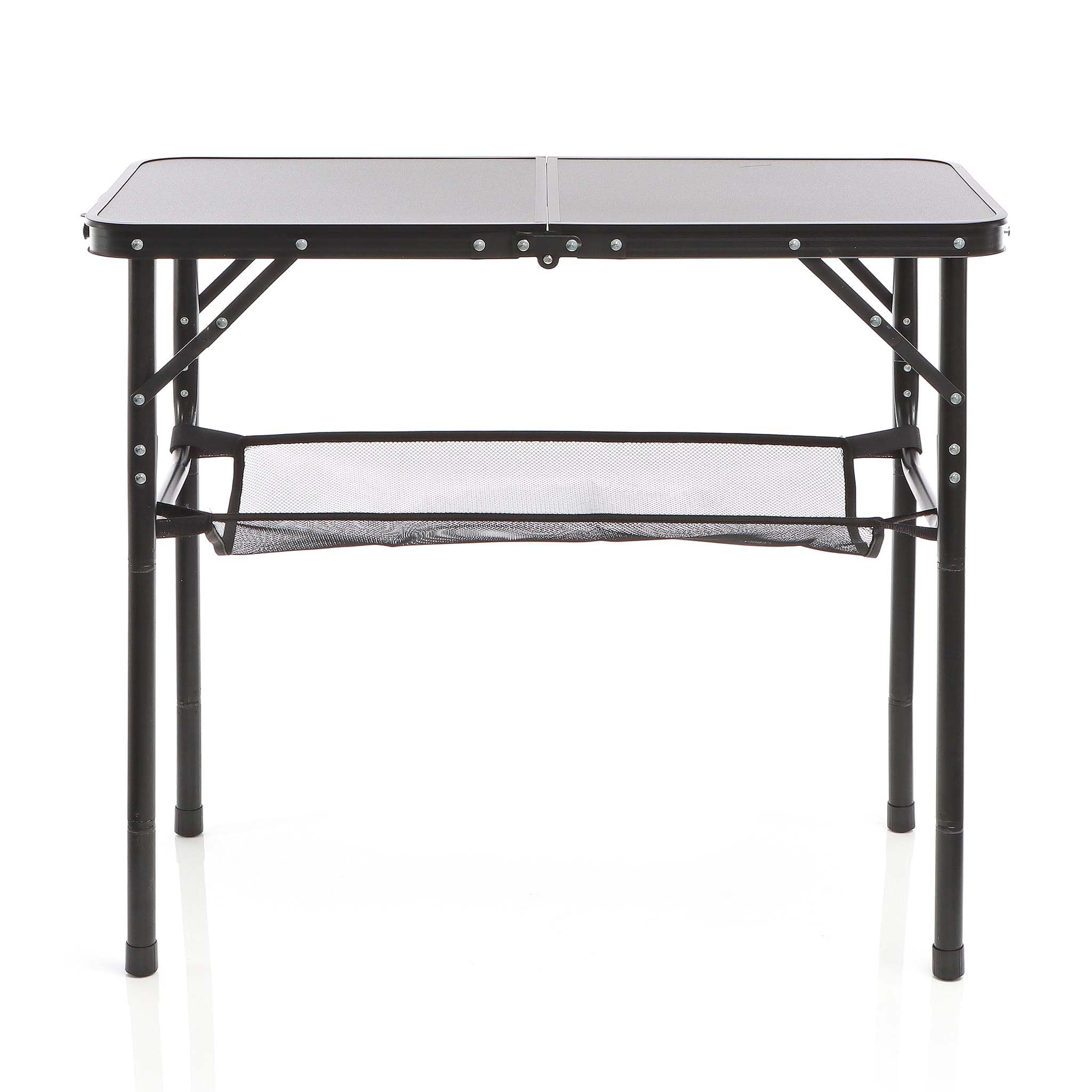 Wiltec Toboli Tavolo Campeggio Alluminio 80x40 cm Nero Altezza
