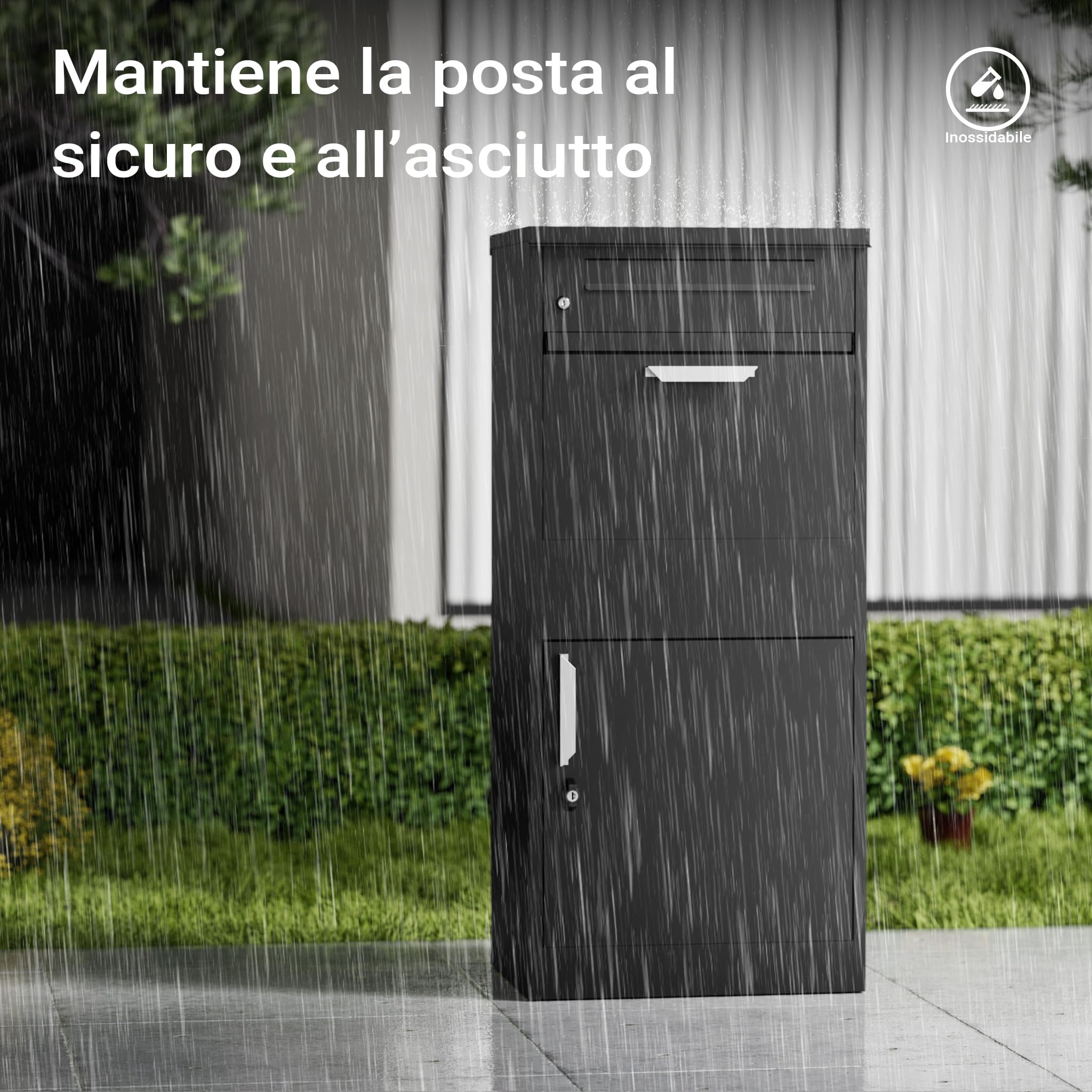 XPOtool Cassetta Postale per Pacchi Nera 112x50x37 cm con Serratura