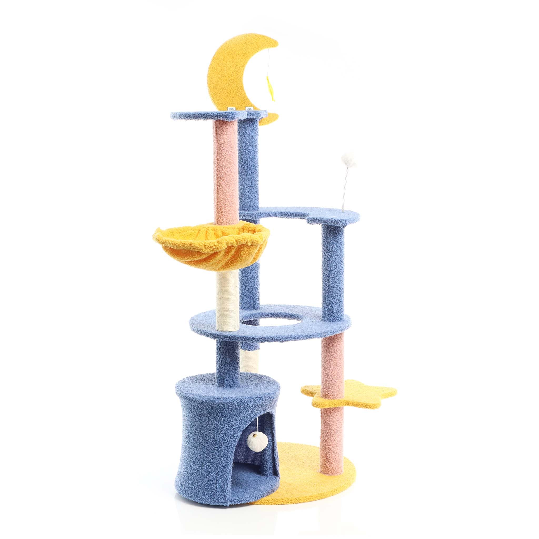 Fudajo Albero Tiragraffi 132 cm Blu Giallo Luna