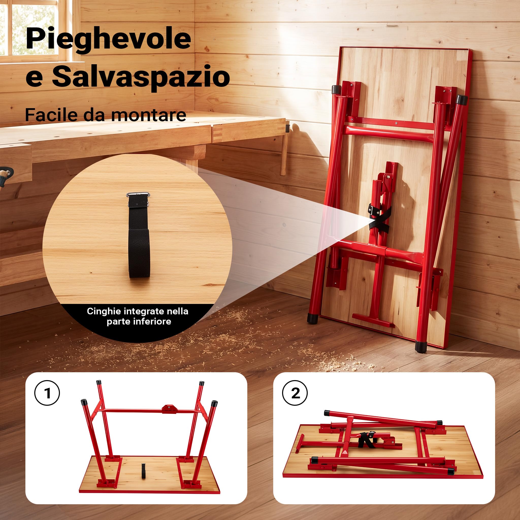 Wiltec Banco Lavoro Pieghevole Acciaio 120x62,5 cm 300 kg