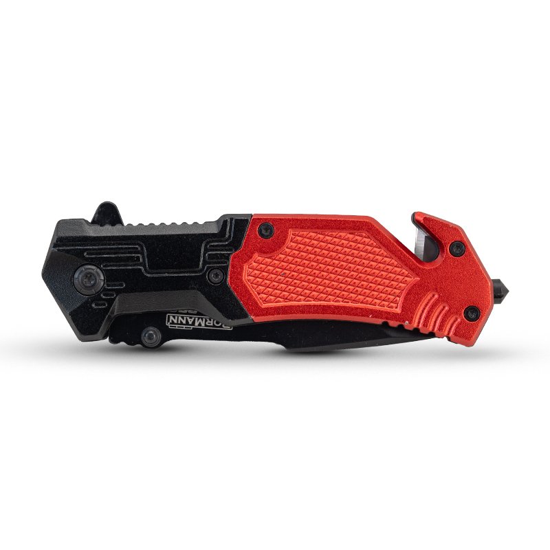 Bormann coltello pieghevole Tanto 200mm lama nera manico rosso