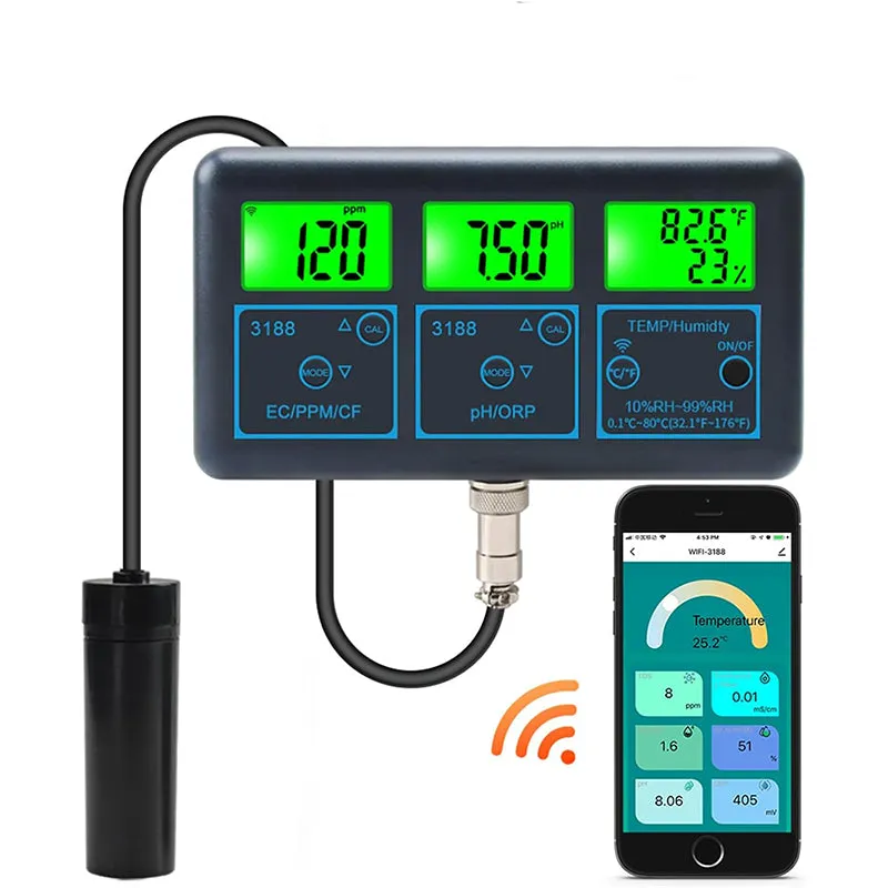 Tilswall Tester Acqua WiFi 7-in-1 Analizzatore Multi-Parametro