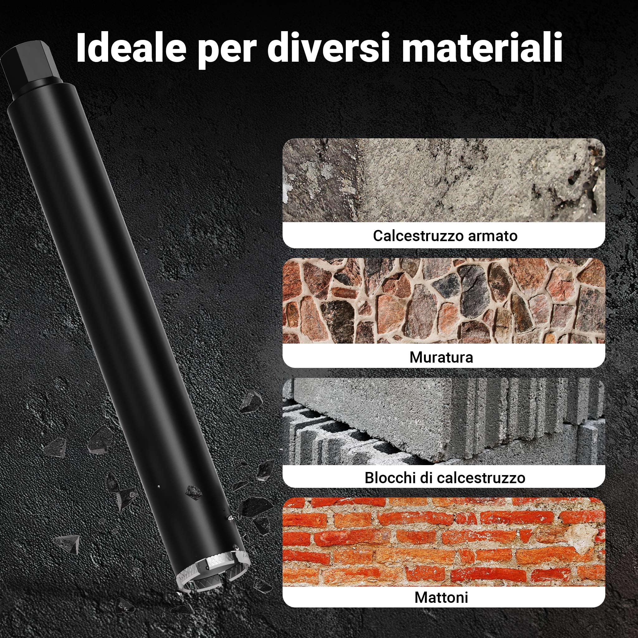 Wiltec Punta Diamantata Carotatrice Ø67 mm 450 mm Umido