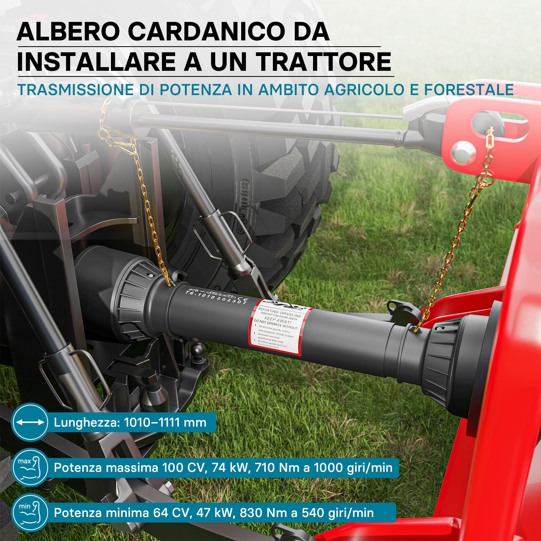 Wiltec T6 albero cardanico 1010-1310 mm 830 Nm 100 CV
