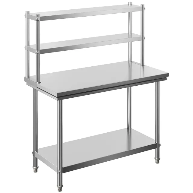 Wiltec Tavolo Lavoro Acciaio Inox 120x60x145 cm 2 Ripiani