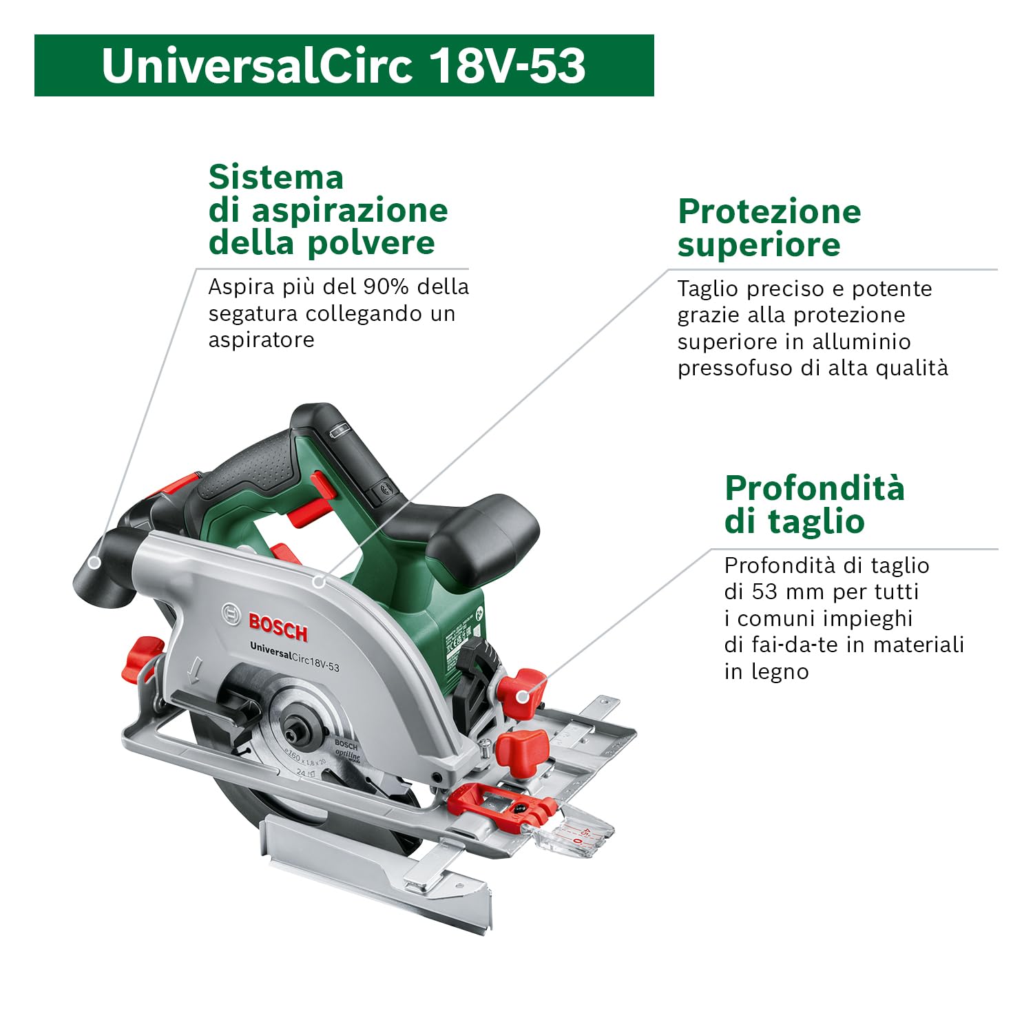 Bosch UniversalCirc 18V-53 sega circolare a batteria 53mm