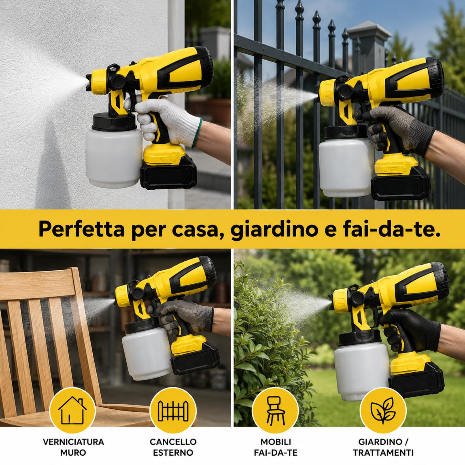 DE ROSA SHOP Pistola a Spruzzo HVLP 800W 800ml 48V