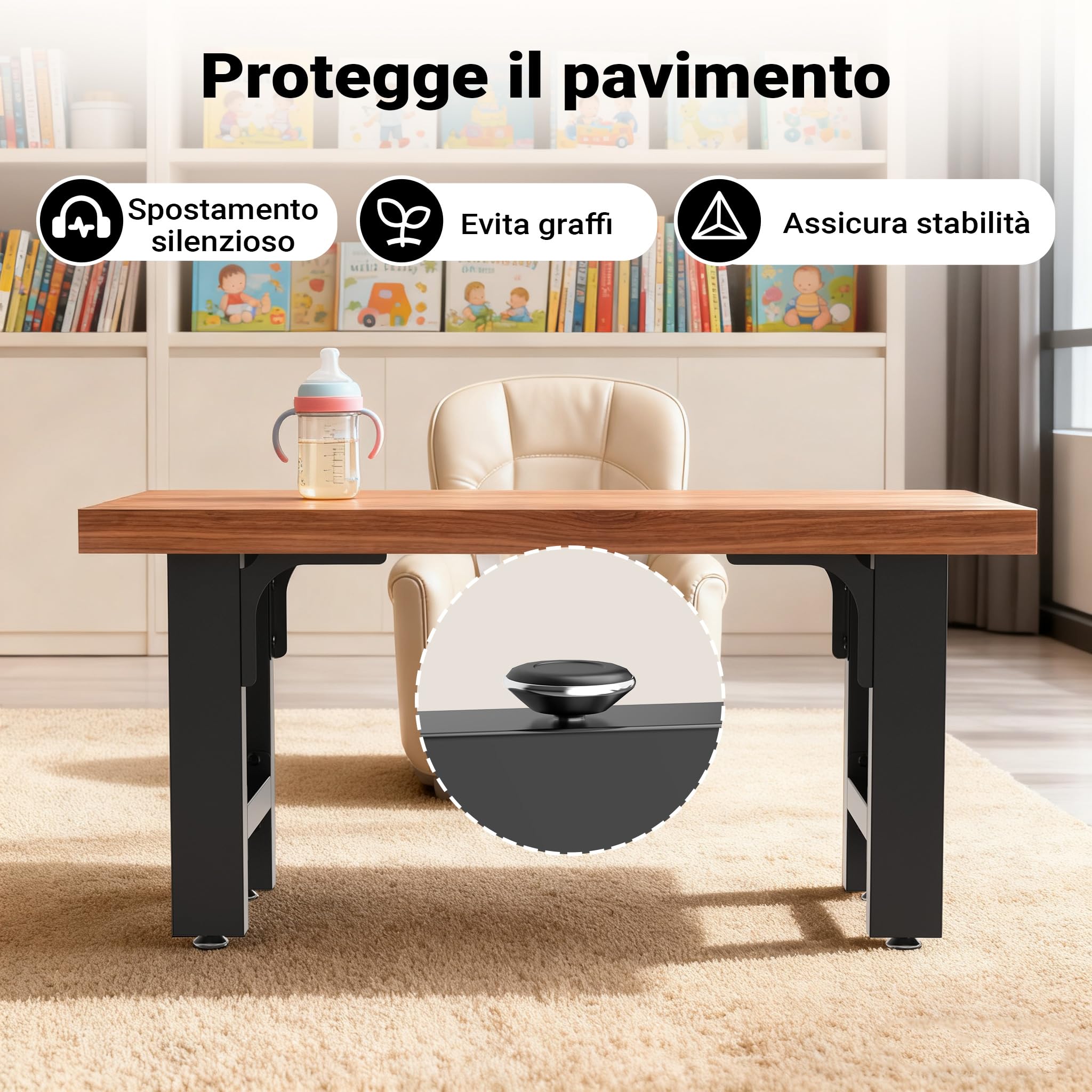 Wiltec Base Panca Nera 30x43 cm Set 2 Pezzi Acciaio