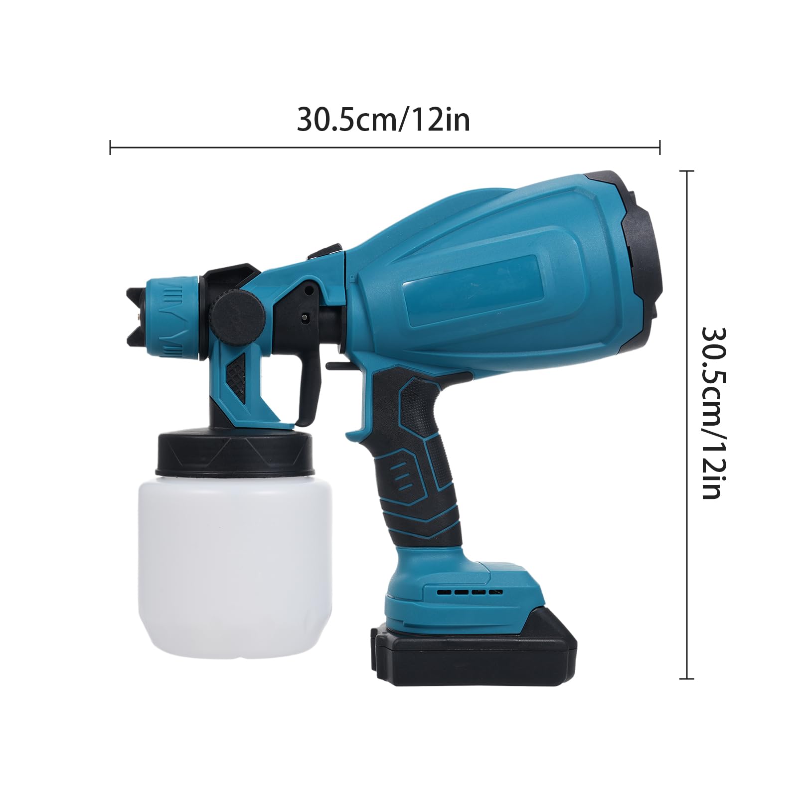 Weytoll Pistola Vernice Batteria 300W 800 ml 2 Batterie Rame
