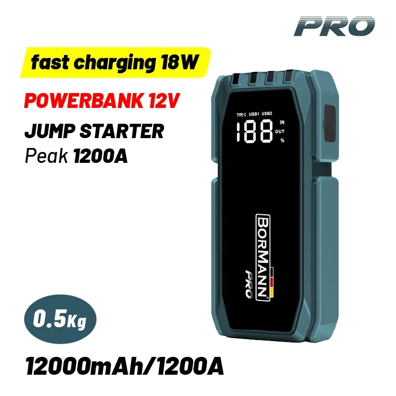 Bormann Pro BBC8530 Avviatore Auto 12V 1200A 12000mAh