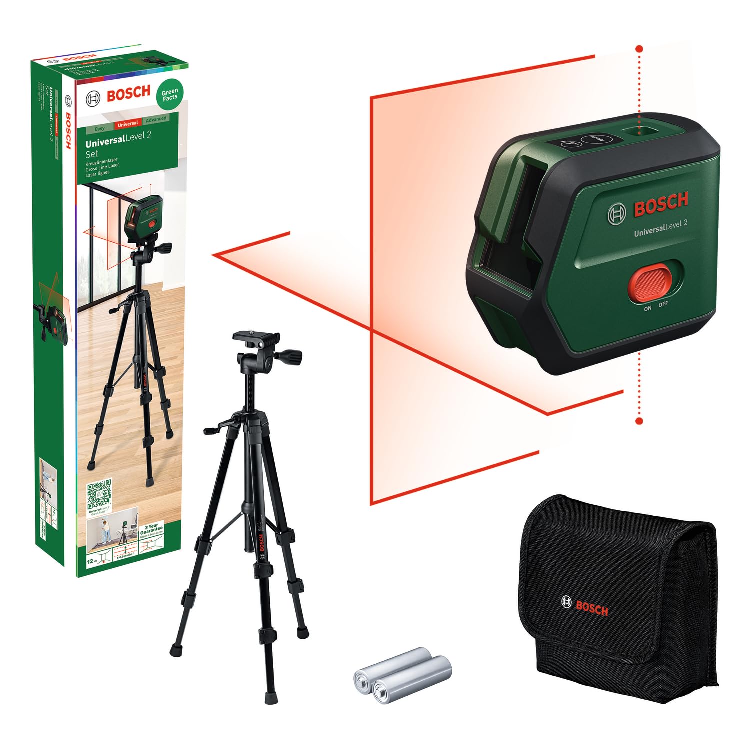 Bosch UniversalLevel 2 Livella Laser Croce + Treppiede