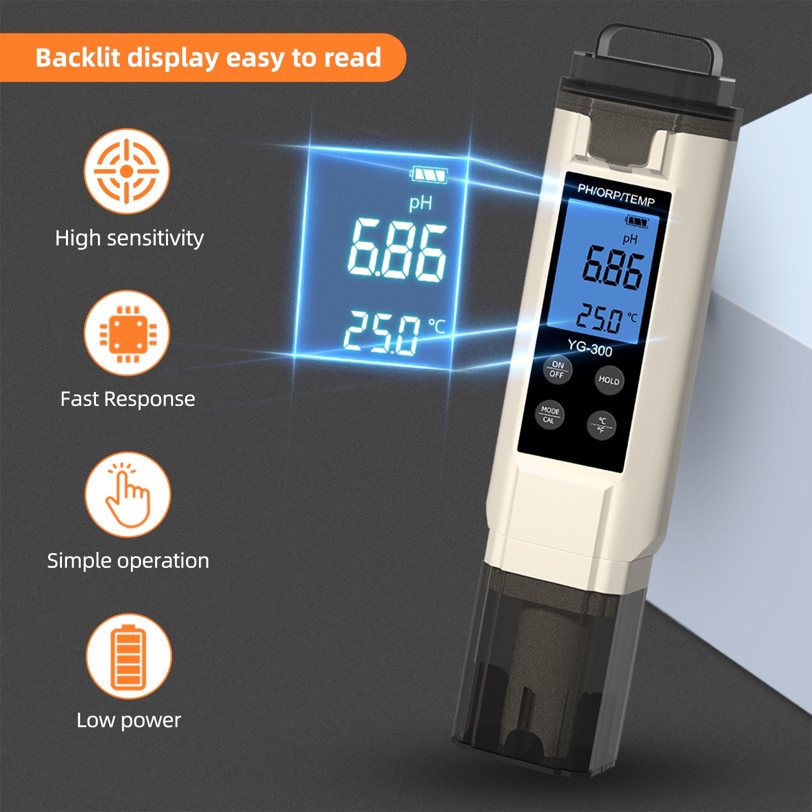 Tilswall Tester Acqua 3 in 1 pH ORP Temperatura