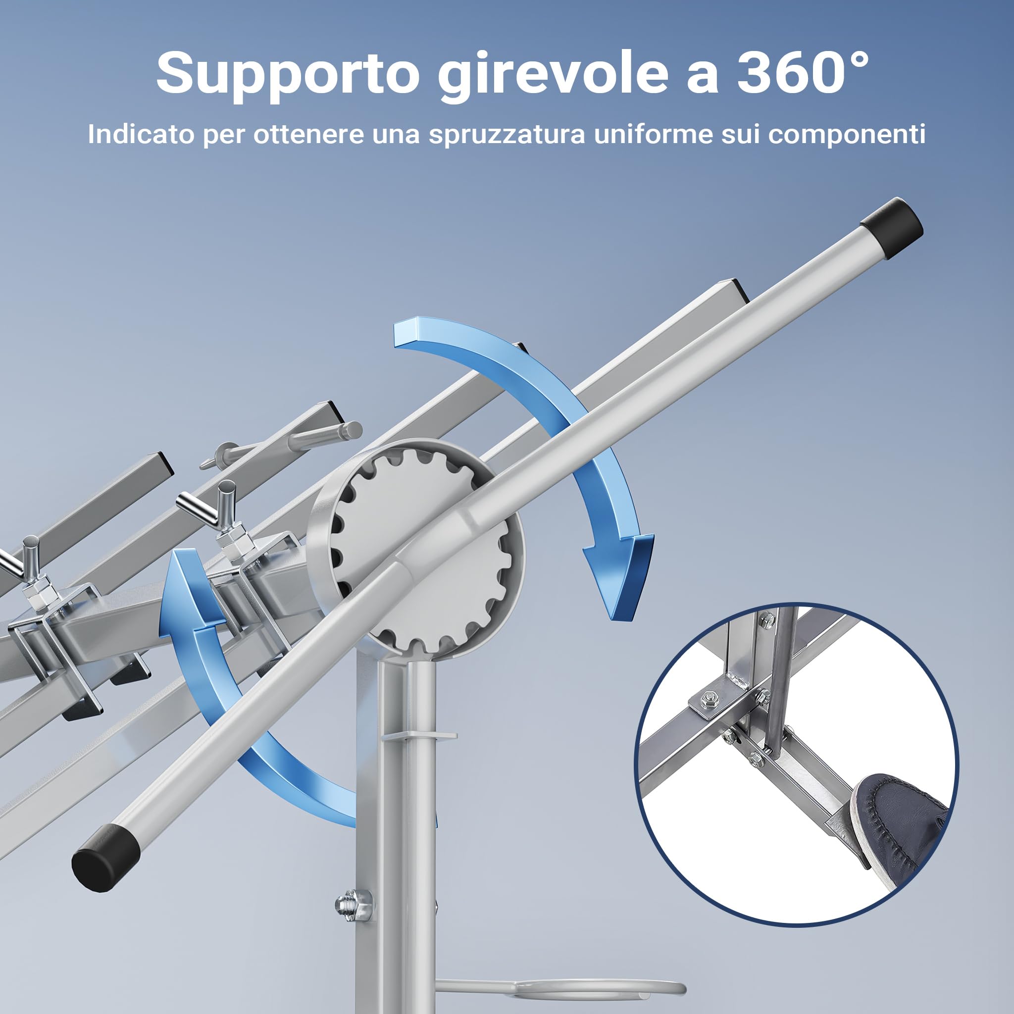Wiltec Cavalletto Verniciatura Girevole 160 kg con Rotelle e Ganci