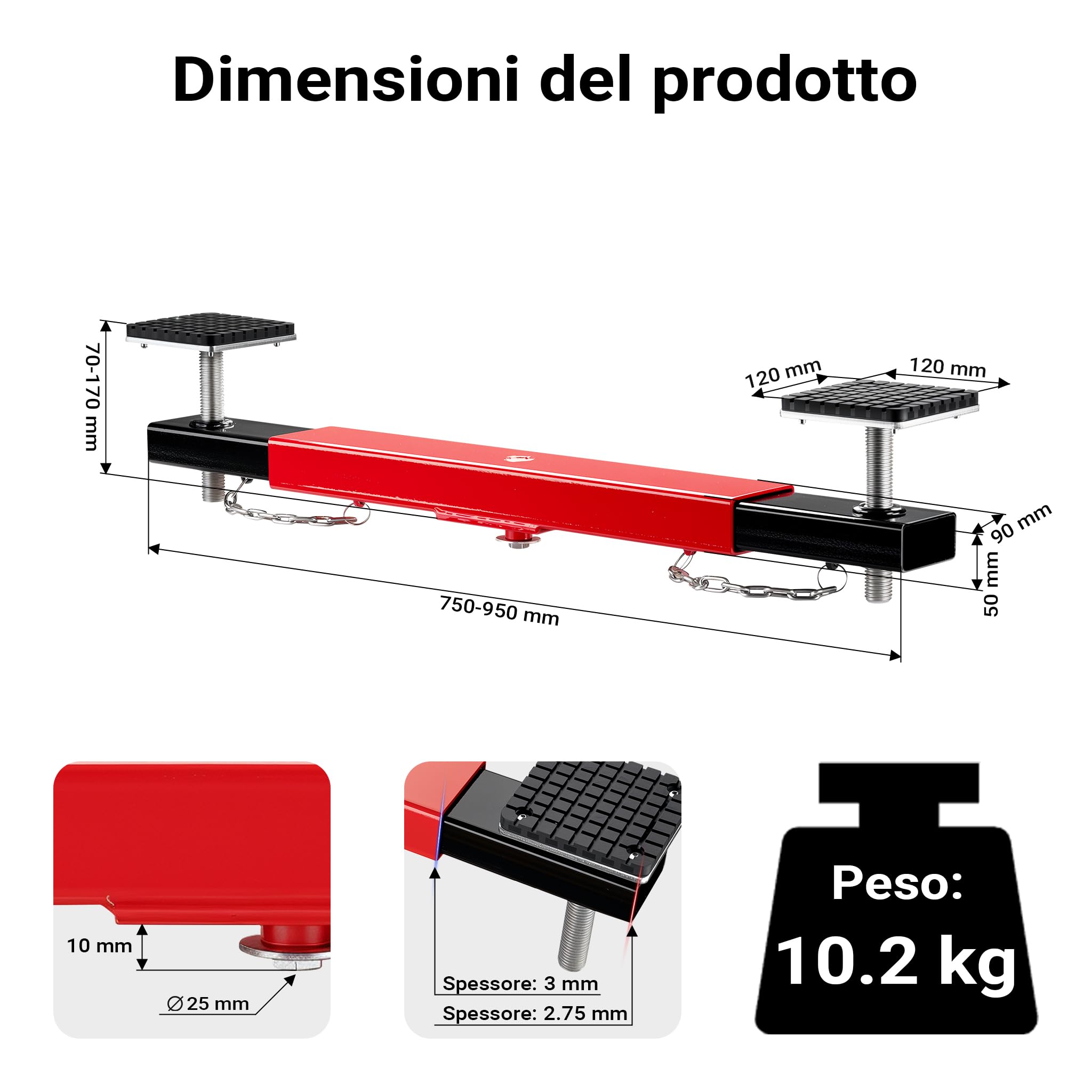 Wiltec Traversa Sollevamento 2000 kg per Martinetto