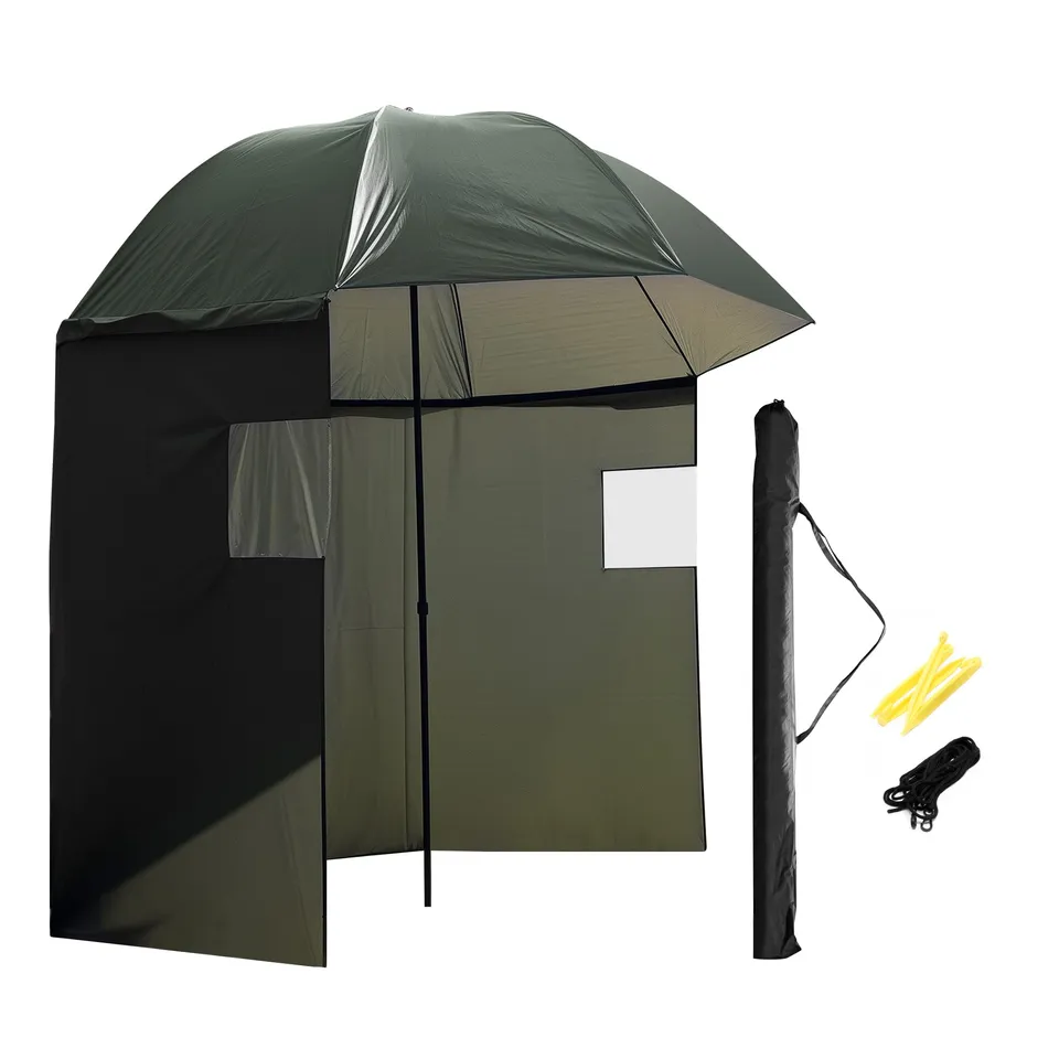 Wiltec Ombrellone da Pesca 250 cm con Tenda e Finestre