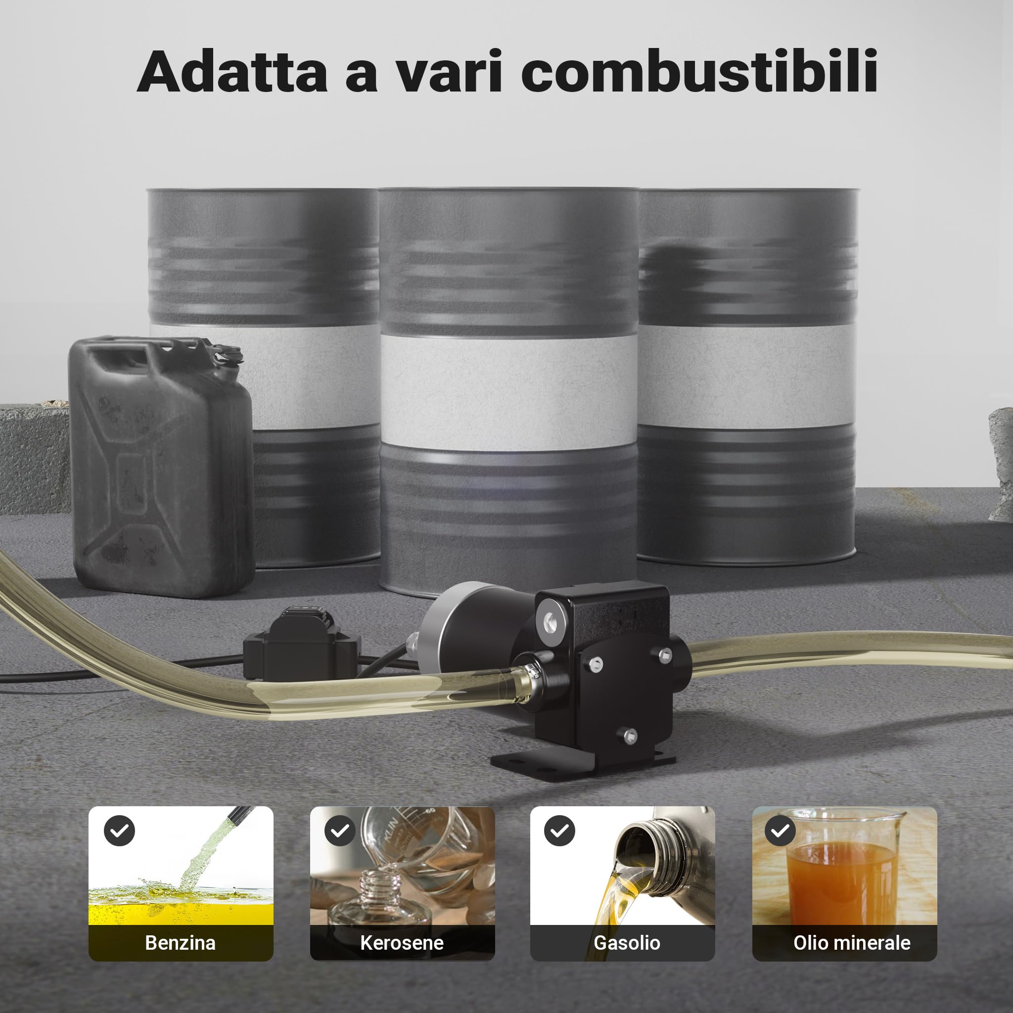 Wiltec Pompa travaso carburante 12 V 14 l/min
