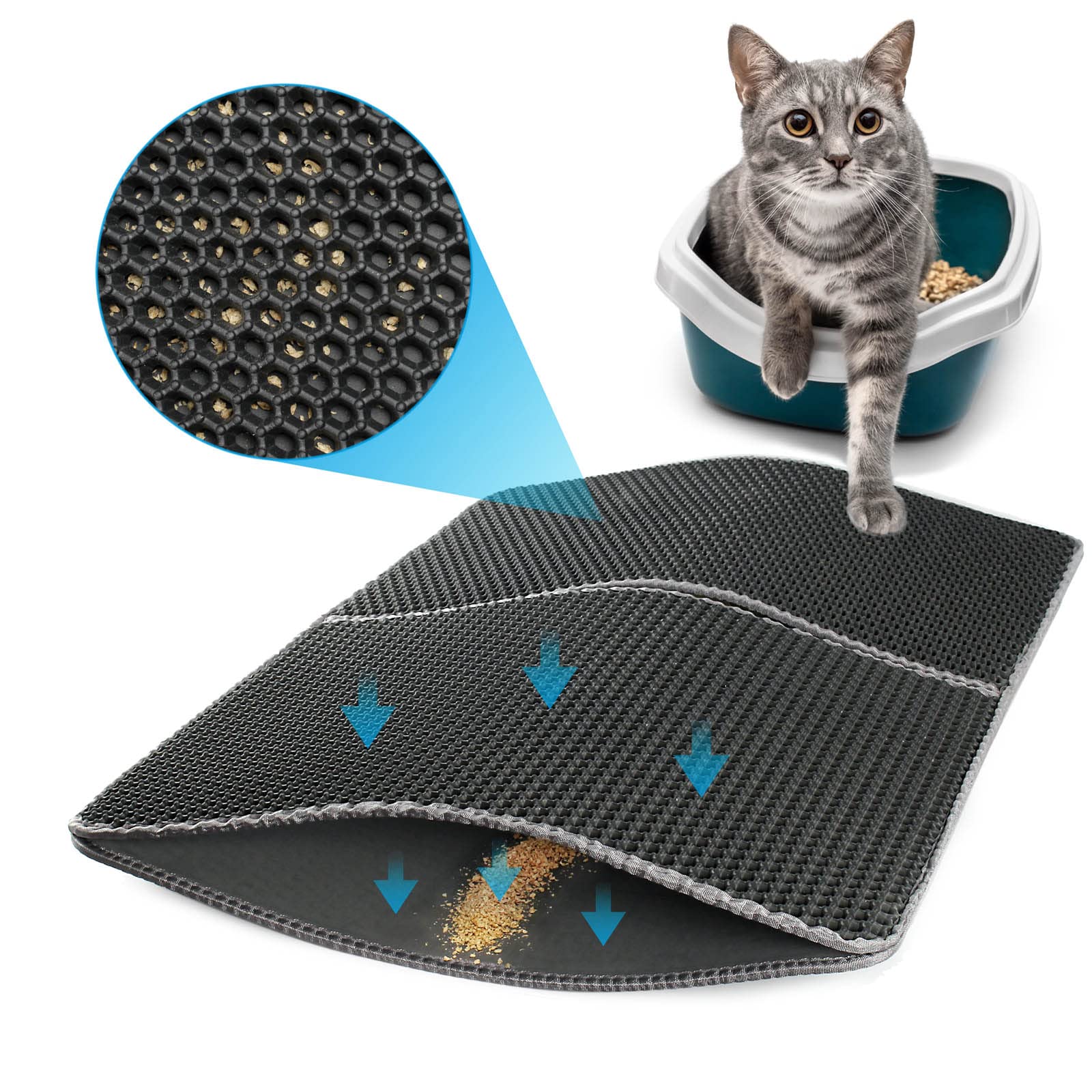 Fudajo Tappetino Lettiera Gatti 75x55 cm Nido d'Ape Impermeabile