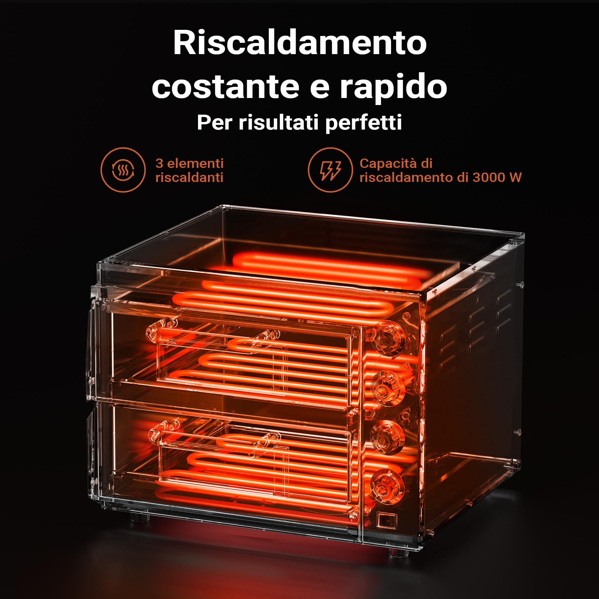 Wiltec Forno pizza elettrico 2 livelli 3000W 350°C