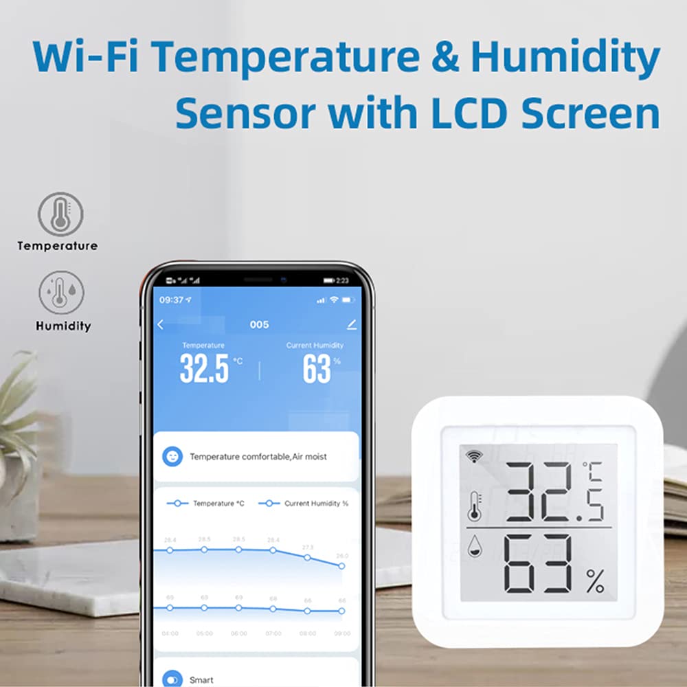 Weytoll Termometro Igrometro digitale WiFi Alexa calendario
