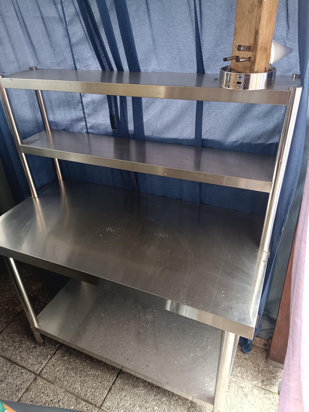 Wiltec Tavolo Lavoro Acciaio Inox 120x60x145 cm 2 Ripiani