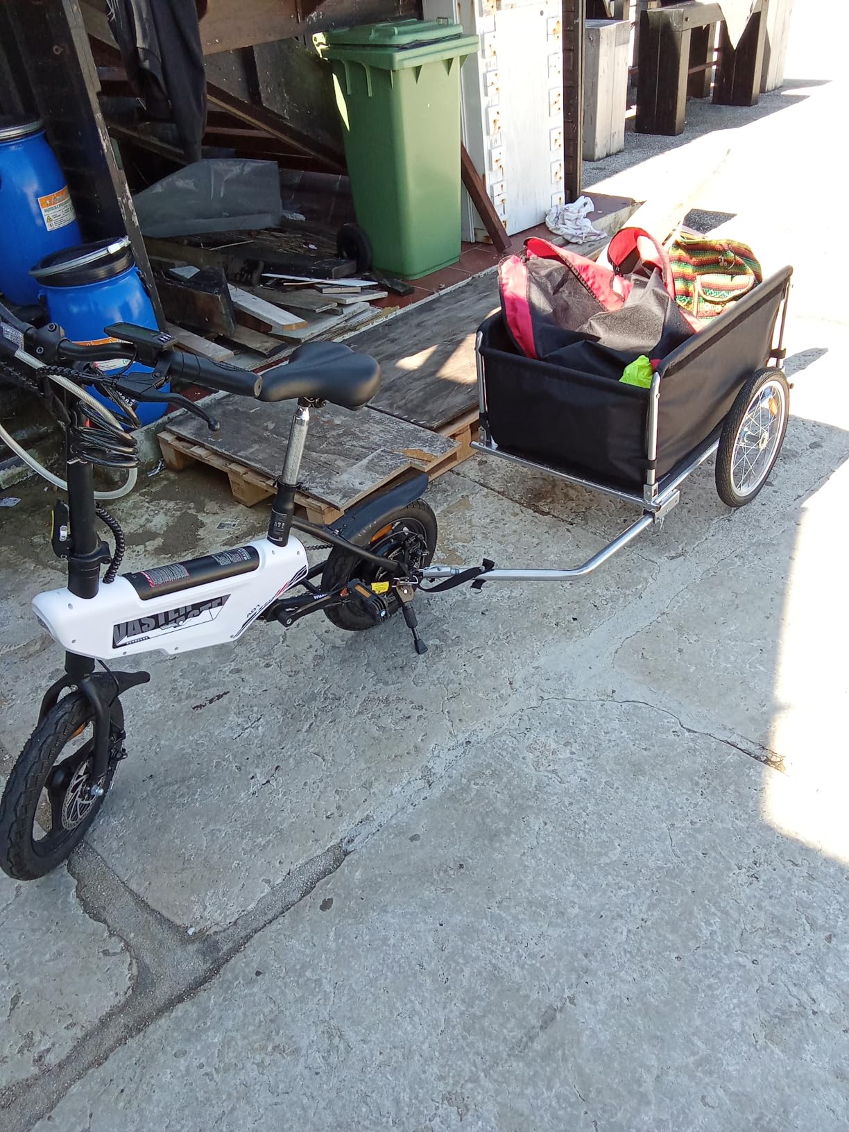 Wiltec Rimorchio Bici 65 kg con timone pieghevole