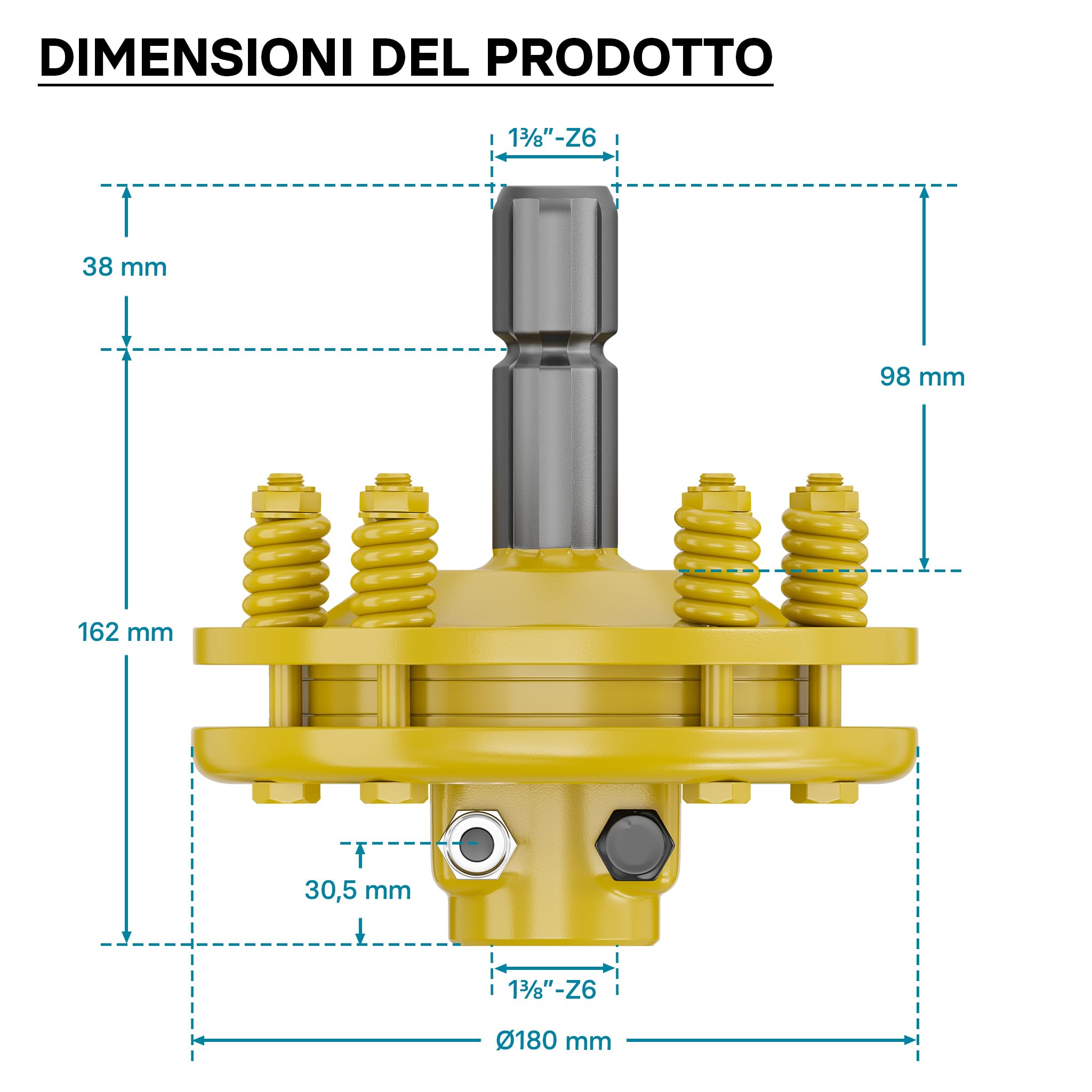 Wiltec Frizione Albero Cardanico 1 3/8" Z6 1200Nm Gialla