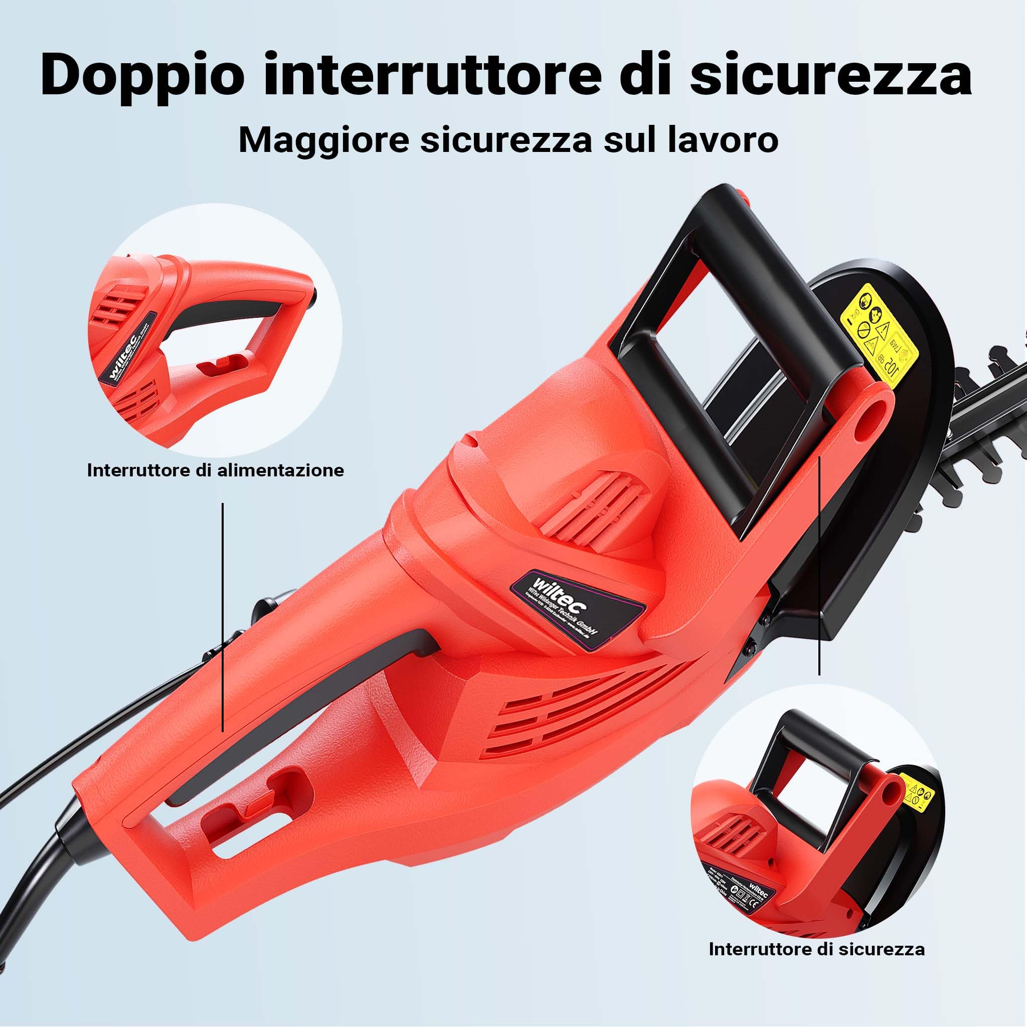 Wiltec Tagliasiepi Elettrico 520W Lama 450 mm 16 mm