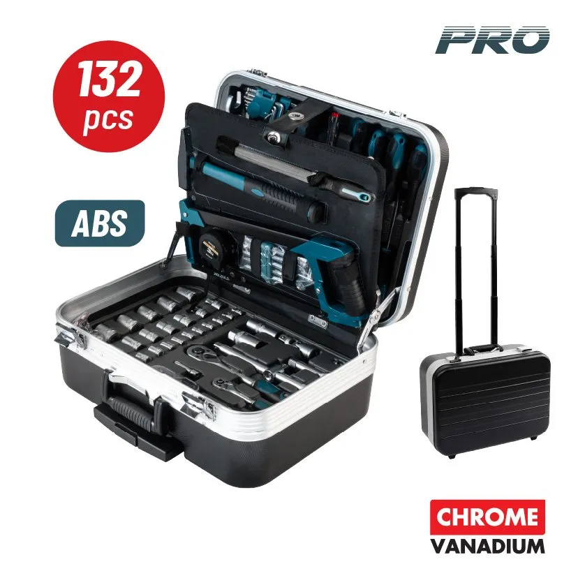 Bormann Set Attrezzi 132 Pezzi con Trolley Box ABS