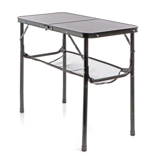 Wiltec Toboli Tavolo Campeggio Alluminio 80x40 cm Nero Altezza