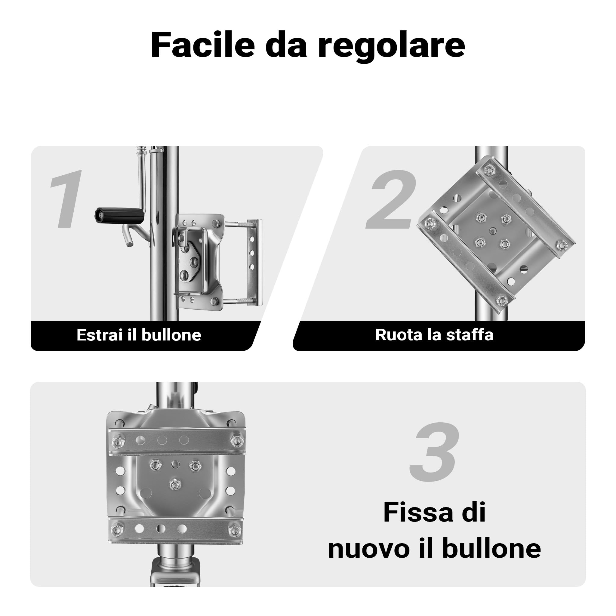 XPOtool Servotimone Ruotino d'Appoggio 540 kg Gomma Piena Zincato