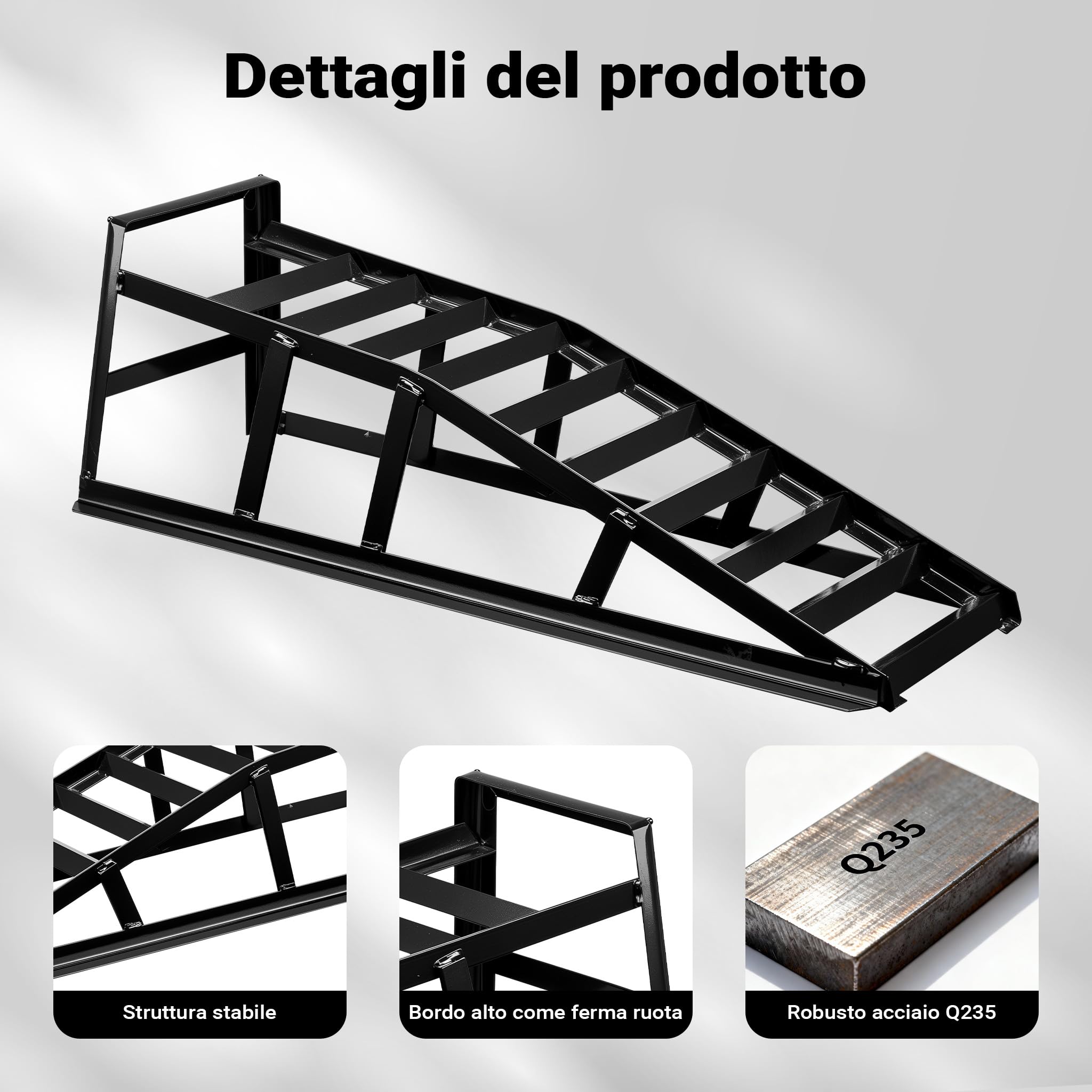 Wiltec Rampe Auto Acciaio 2t Coppia 830x262x270 mm