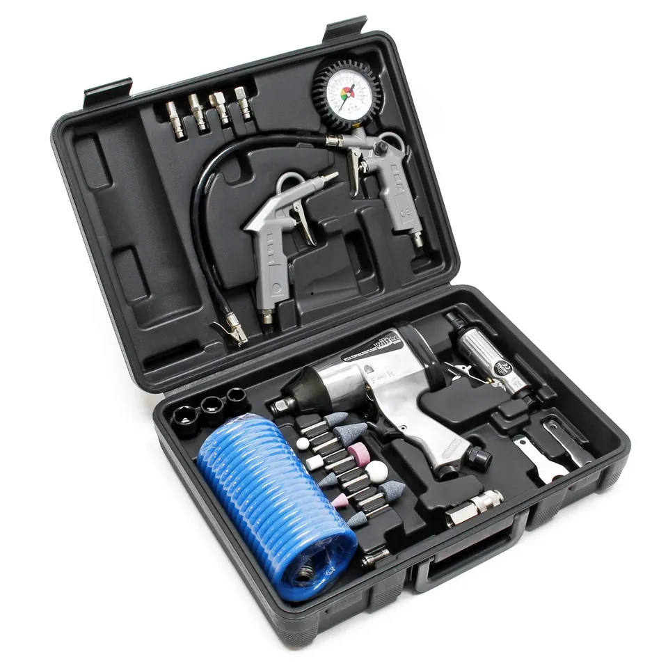 Wiltec Kit Accessori Compressore 27 pezzi utensili pneumatici 4 utensili