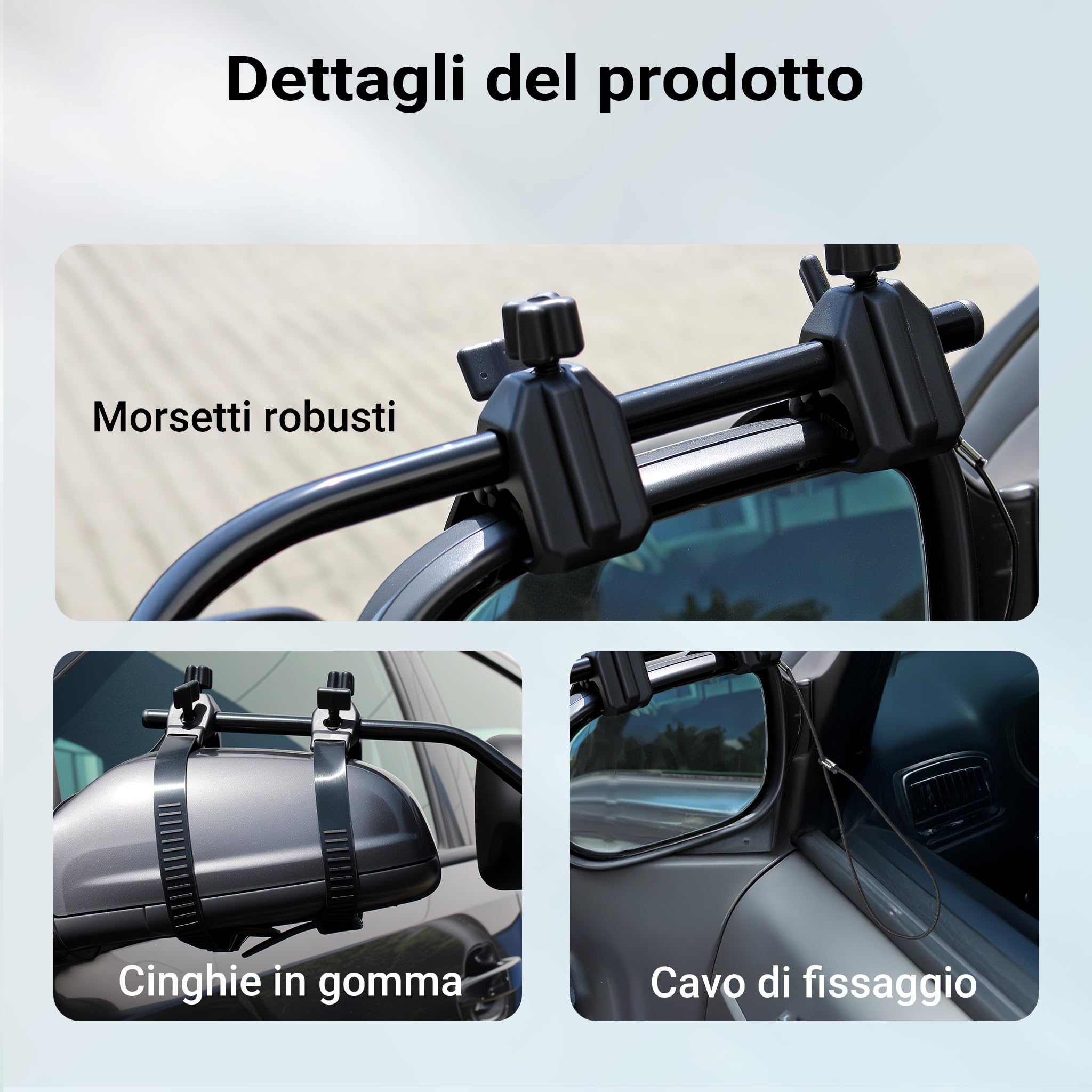 Wiltec specchietto retrovisore camper 120x180 mm con cinghie