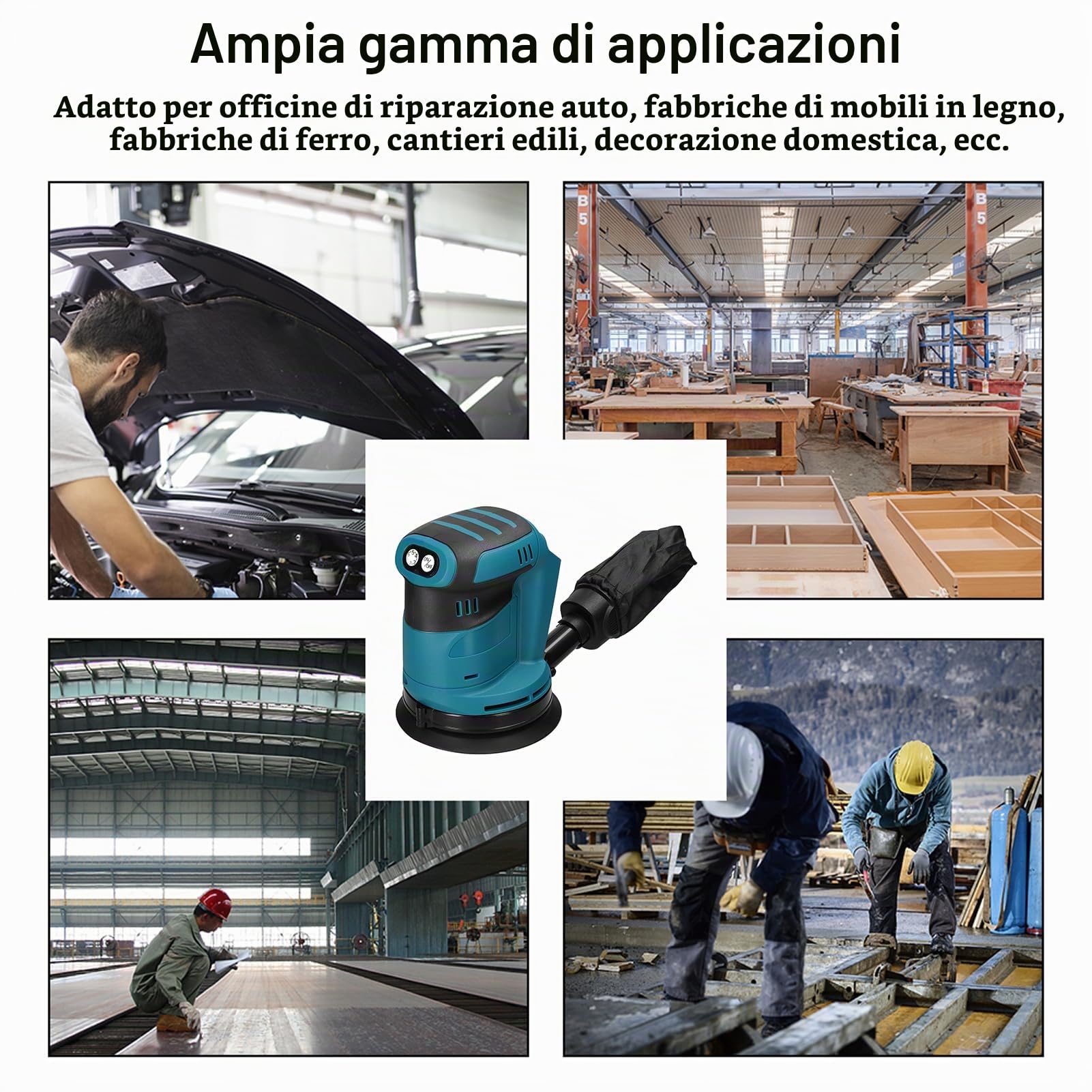 Weytoll Levigatrice rotoorbitale 125 mm per Makita 18V