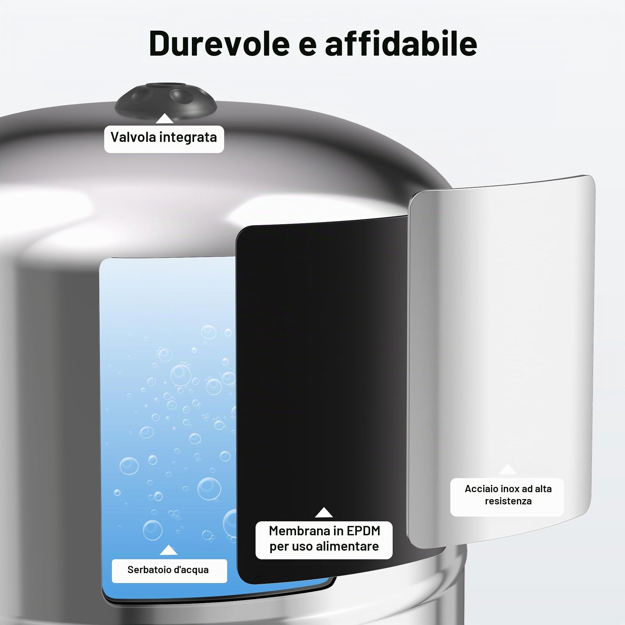 Wiltec Vaso di espansione 50 L orizzontale inox EPDM
