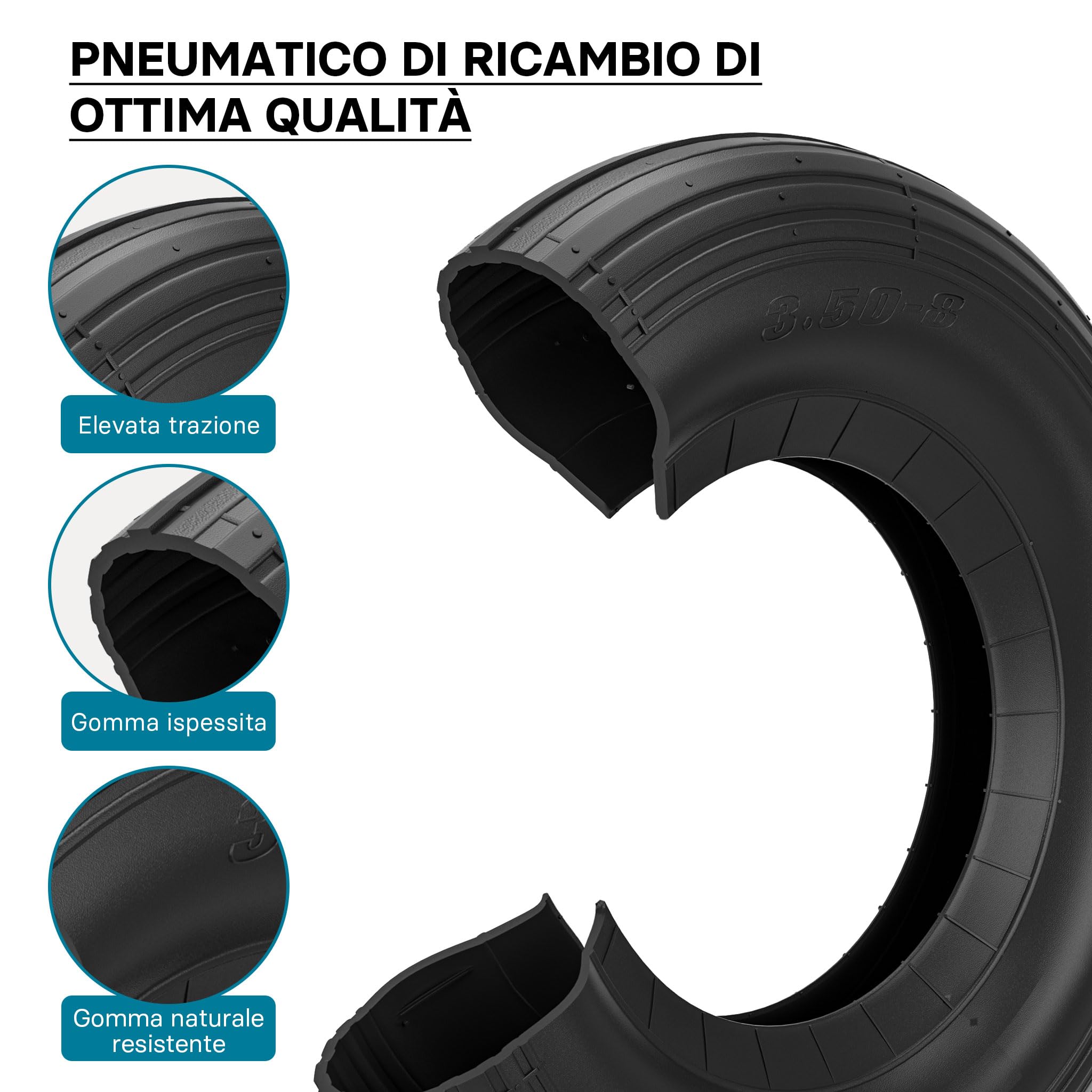 Wiltec copertone carriola 3.50-8 350x100 mm gomma