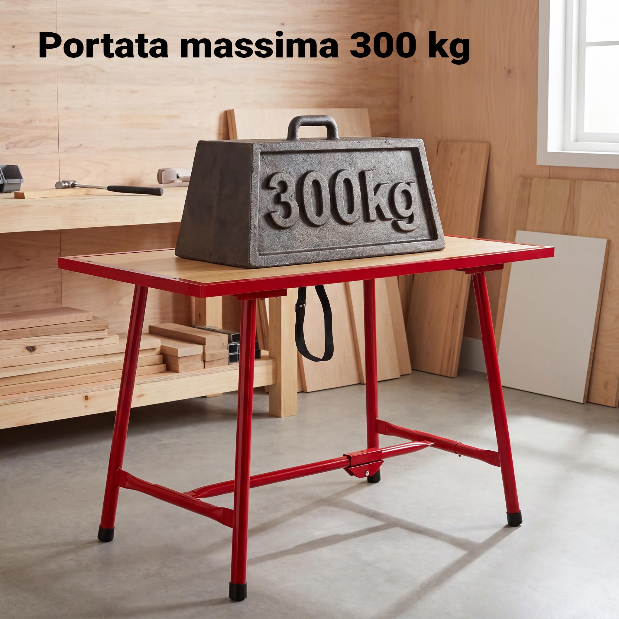 Wiltec Banco Lavoro Pieghevole Acciaio 120x62,5 cm 300 kg