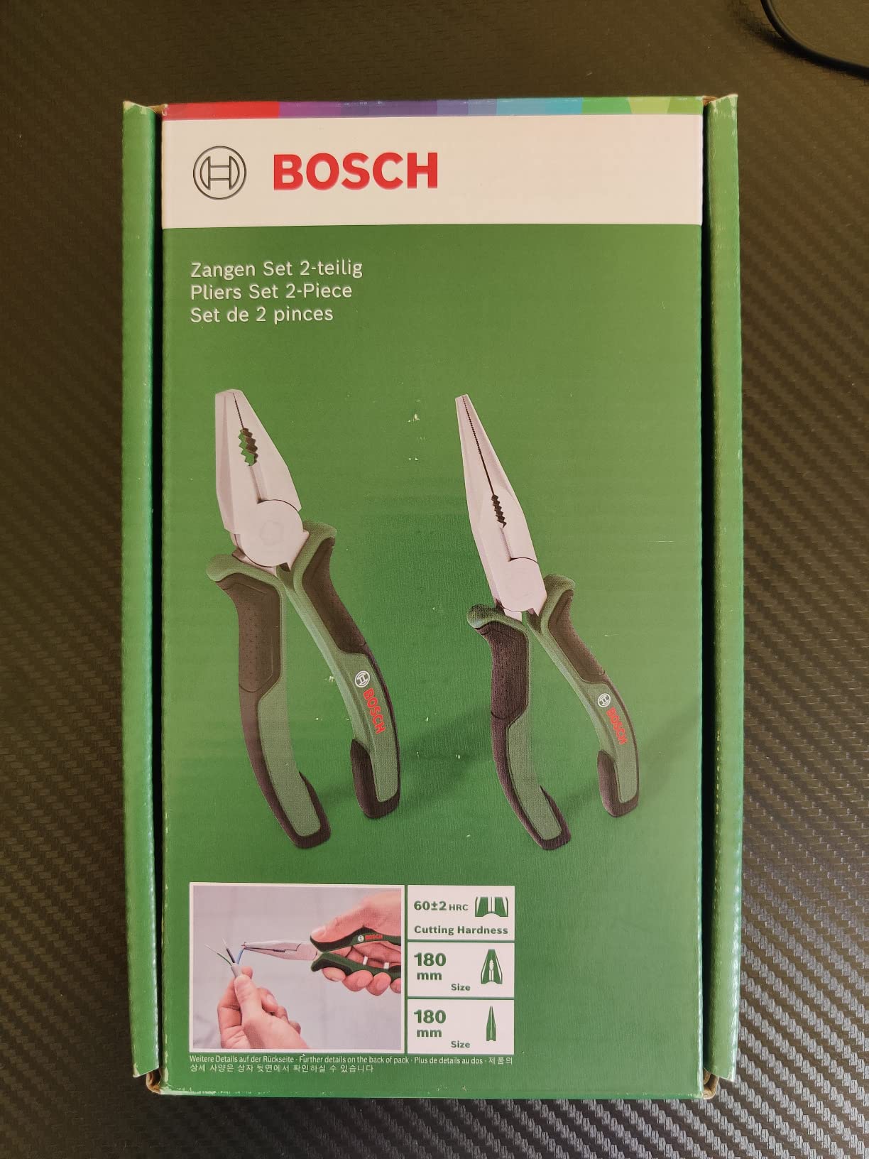 Bosch Set Pinze 2 Pezzi 180 mm Acciaio Taglio 60 HRC