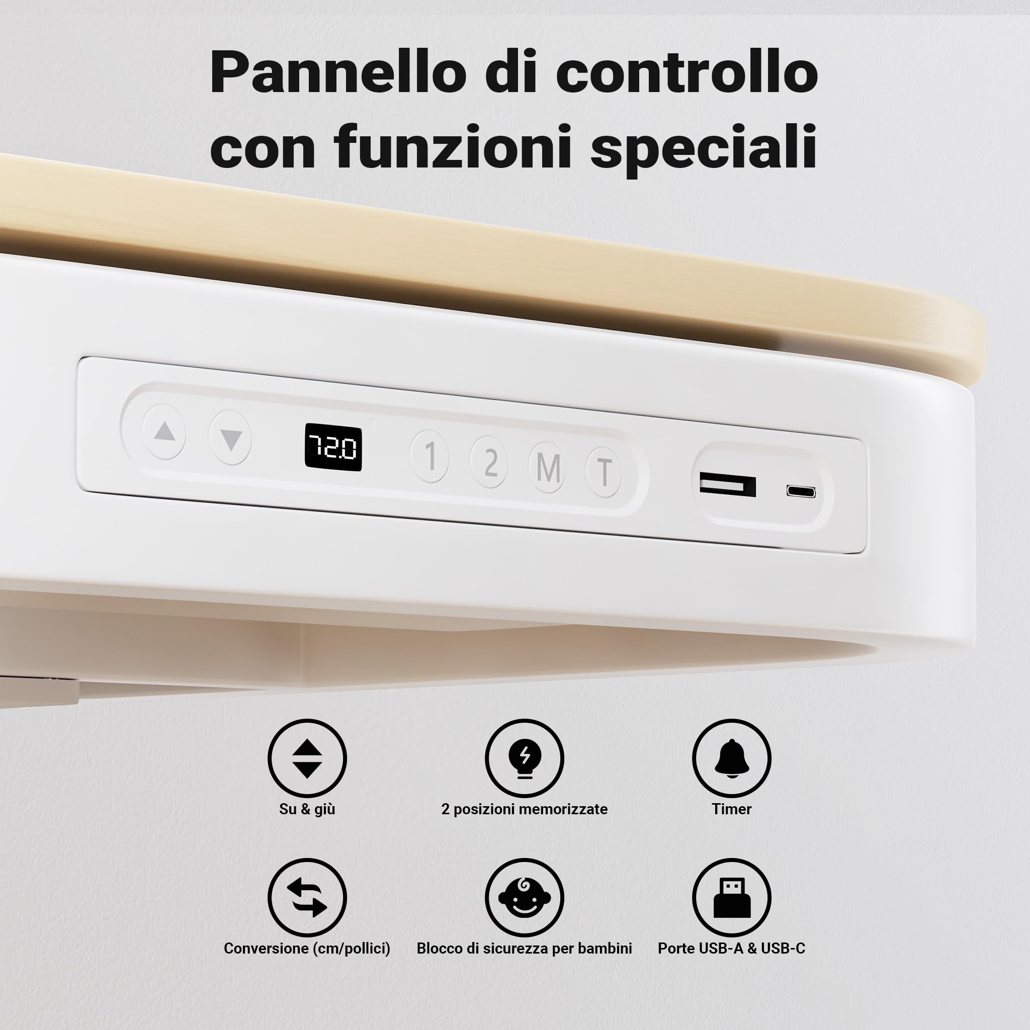 Wiltec Scrivania Motorizzata Regolabile USB 60 kg
